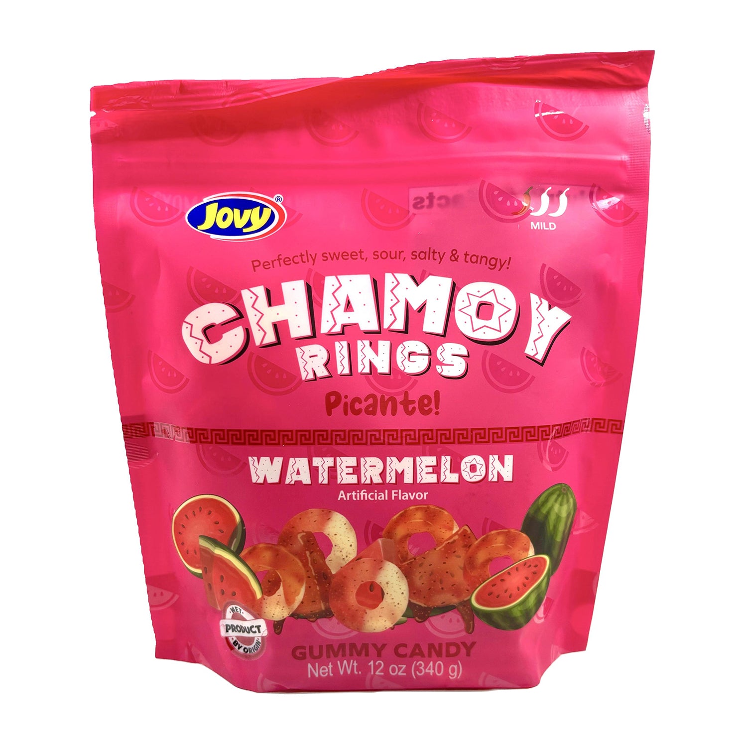 Jovy Chamoy Watermelon Rings | 12oz Resealable Bag | Sweet & Spicy Mexican Candy Snack for Parties, Road Trips & Movie Nights