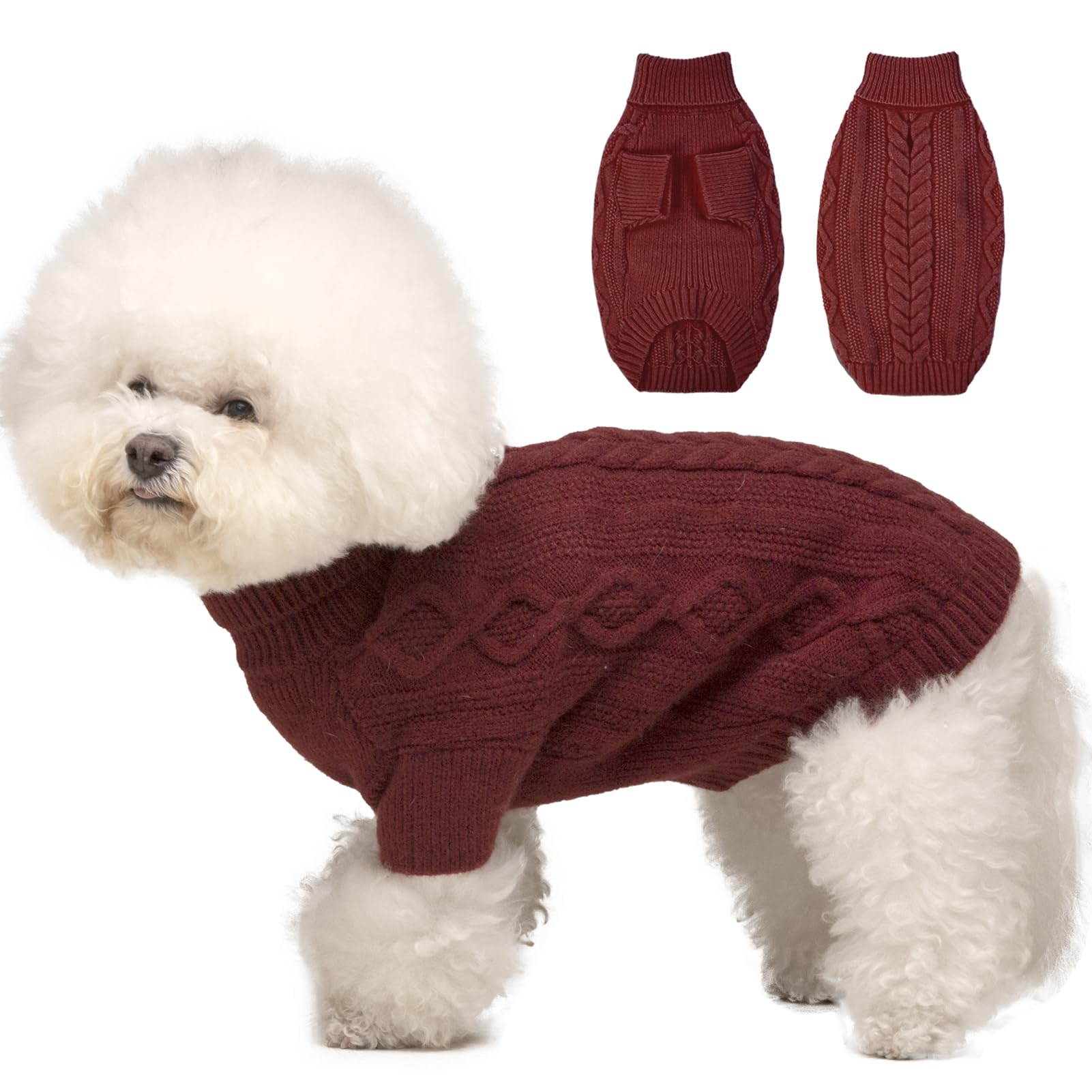 Small Dog Sweater for Fall & Winter - Cute Thanksgiving & Christmas Puppy Clothes with Harness Hole - Warm Cozy Outfits for Toy Poodles, Yorkies & Small Breeds - Perfect for Holiday Photos, Outdoor Walks & Indoor Comfort