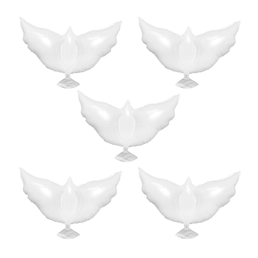 SOIMISS 5-Pack White Peace Dove Foil Balloons - Elegant Pigeon Bird Balloons for Wedding, Funeral, Birthday & Engagement Party Decorations - Perfect for Memorial Services, Baby Showers & Special Events