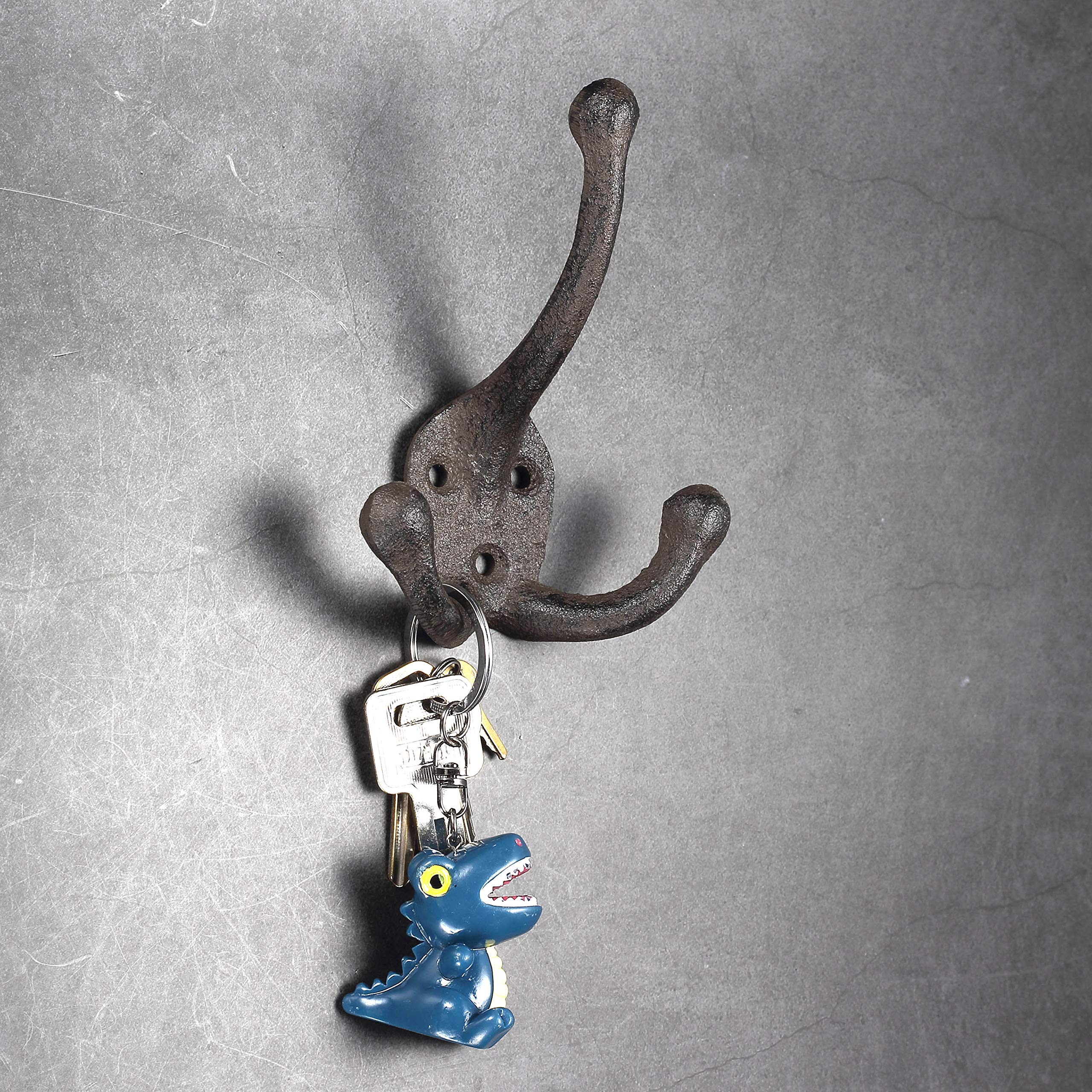 5-Pack Heavy Duty Cast Iron Wall Hooks - Antique Black Decorative Coat Hooks for Mudroom, Entryway & Closet Organization - Perfect for Hanging Coats, Hats, Bags & Accessories
