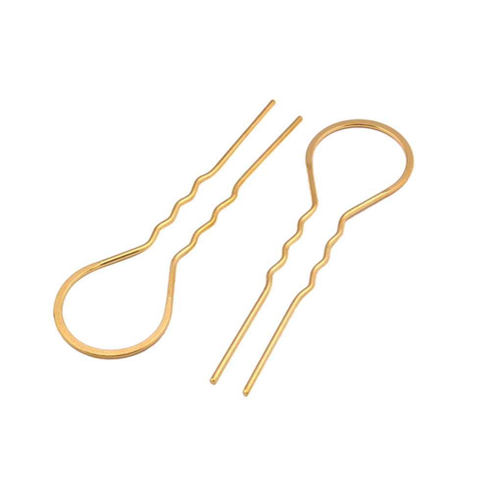 FRCOLOR 10pcs U-Shaped Hair Pins - Metal Bun Hairpins & Wavy Bobby Pins for Women & Girls - DIY Hair Accessories & Headpieces (Golden) - Perfect for Updos, Braids, Weddings & Everyday Styling