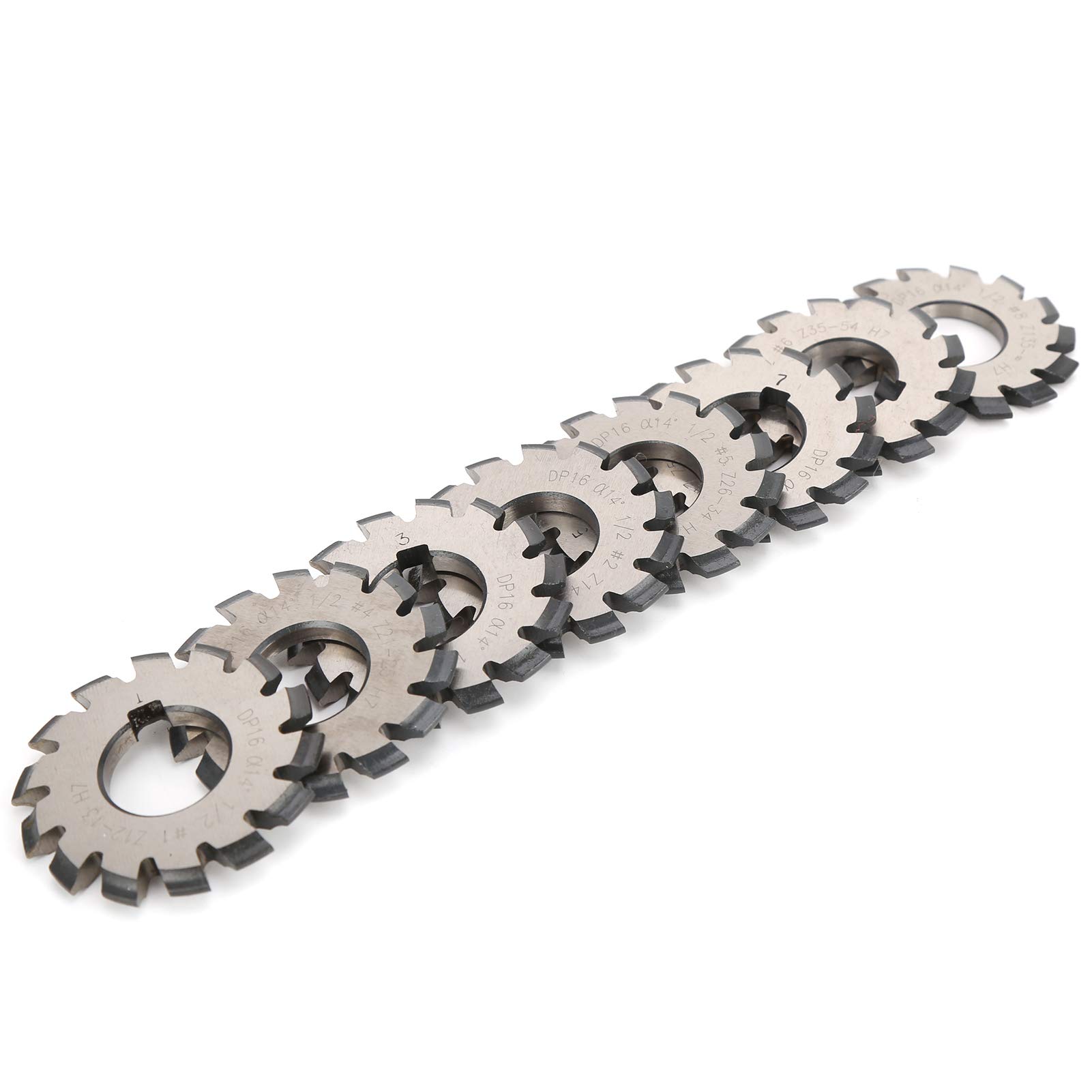 8Pcs High-Speed Steel Involute Gear Milling Cutter Set - 14.5° Pressure Angle, 55mm & 22mm - Precision Cutting Tools for Metalworking & CNC Machining - Perfect for Gear Manufacturing, Automotive Repairs, and Industrial Equipment Maintenance