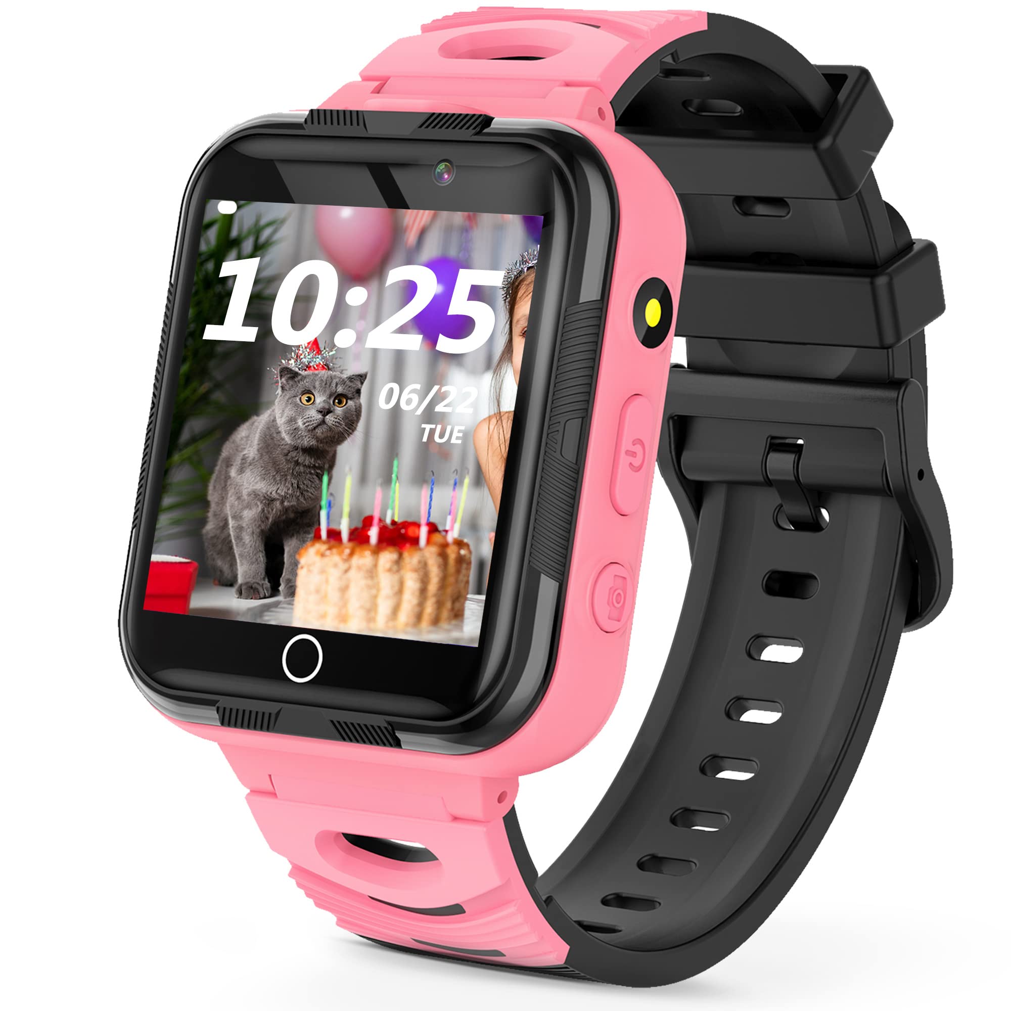 Etyasot Kids Smart Watch for Boys and Girls - Waterproof GPS Tracker with Dual Camera, 16 Games, Video, Music, Alarm, Calculator & Calendar - Perfect Gift for Ages 3-14 (Pink) - Ideal for School, Outdoor Play & Parent-Child Communication