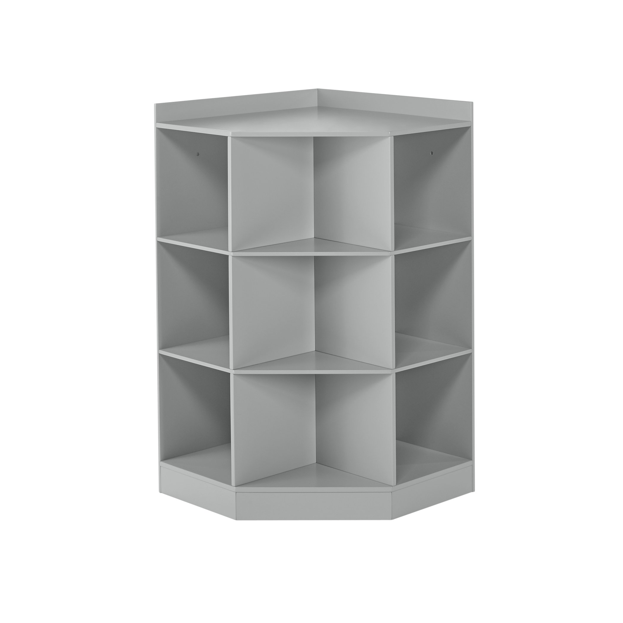 RiverRidge Kids Corner Toy Storage Cabinet - 6 Cubbies & 3 Angled Shelves, Gray Playroom Organizer for Toys, Books & Games | Perfect for Nursery, Daycare & Playroom Organization