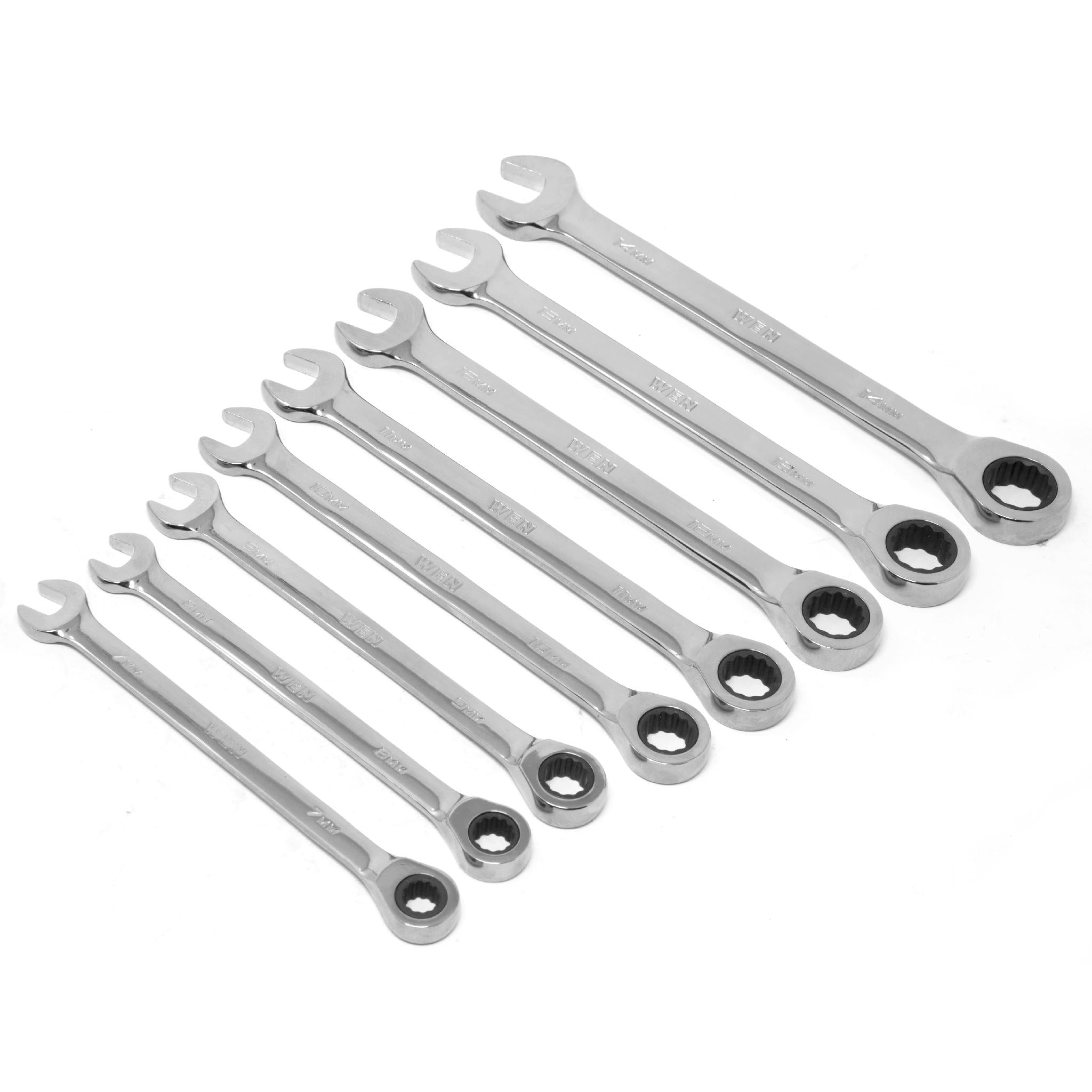 WEN WR161M 16-Piece Professional Grade Ratcheting Metric Combination Wrench Set with Storage Pouch - Perfect for Automotive Repair, DIY Projects & Home Maintenance