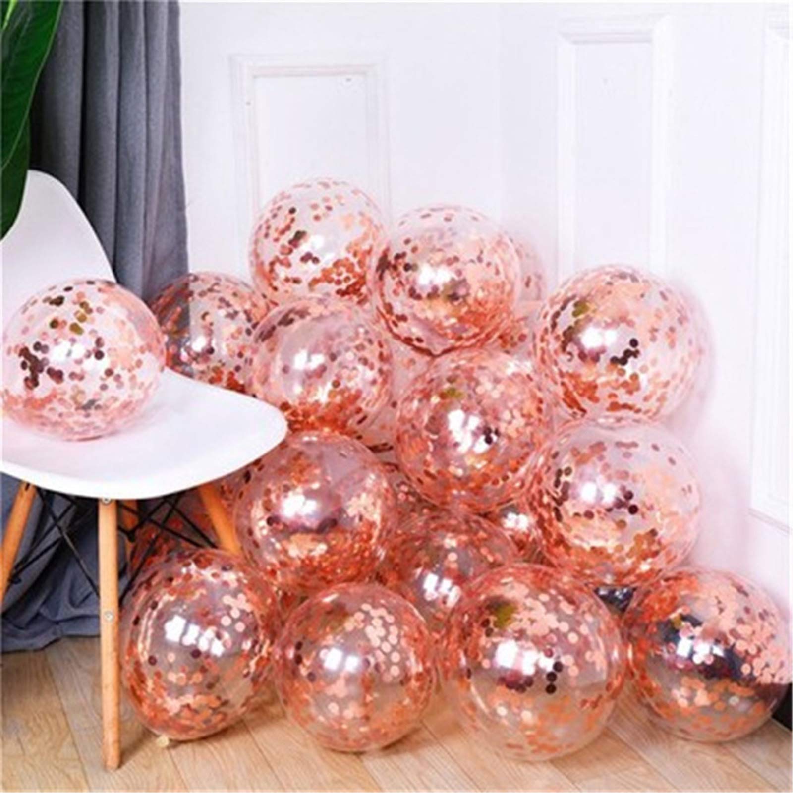 24 Pack KIRIKOU 12 Inch Rose Gold Confetti Balloons - Latex Party Balloons for Wedding, Birthday, Bridal Shower & Engagement Decorations - Perfect for Indoor/Outdoor Party Decor & Photo Backdrops