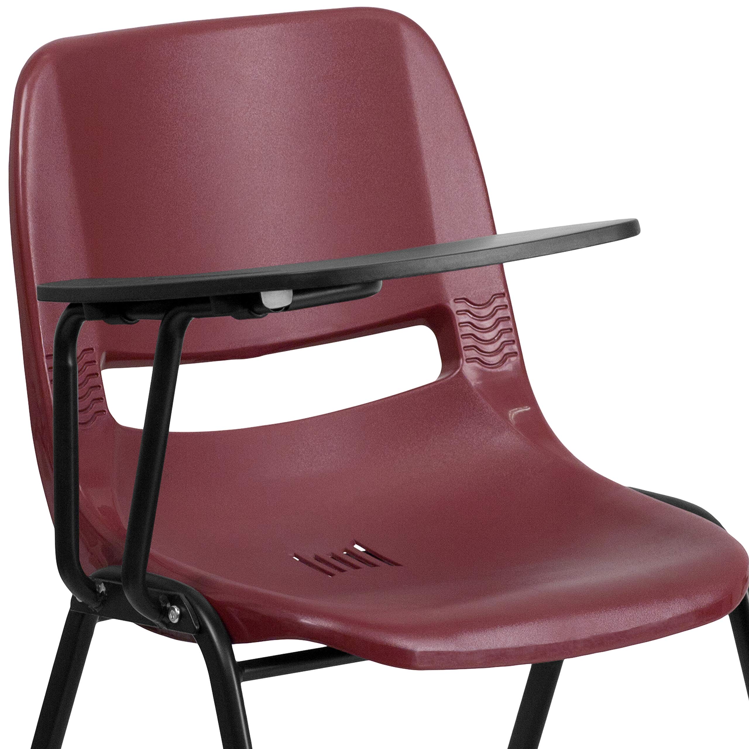 Emma & Oliver Burgundy Ergonomic Shell Chair with Left-Handed Flip-Up Tablet Arm - Comfortable Office Desk Chair for Home & Workspace - Perfect for Studying, Working, or Relaxing