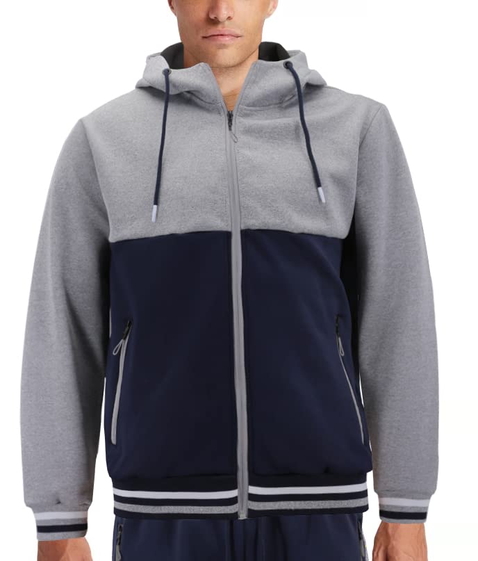 Men's Athletic Running Jogging Gym Tracksuit Set - Lightweight Breathable Two-Tone Sweatpants & Hoodie for Workout, Training & Casual Wear