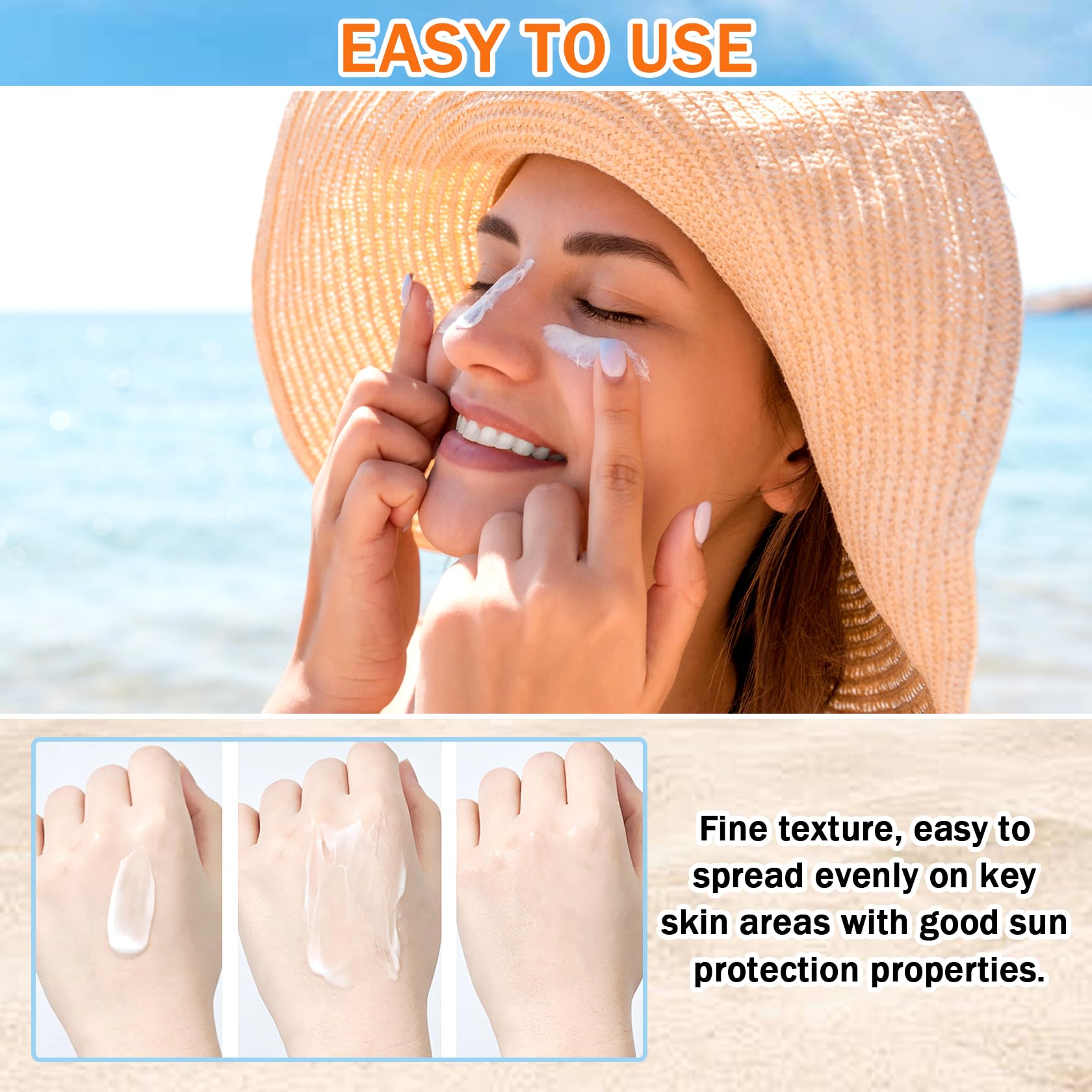 3PCS Mineral Sunscreen SPF 50+ PA+++ for Face & Body - Lightweight, Waterproof & Travel Size (1.76 OZ) - Moisturizing Sunblock for Daily Use, Outdoor Activities & Beach Protection