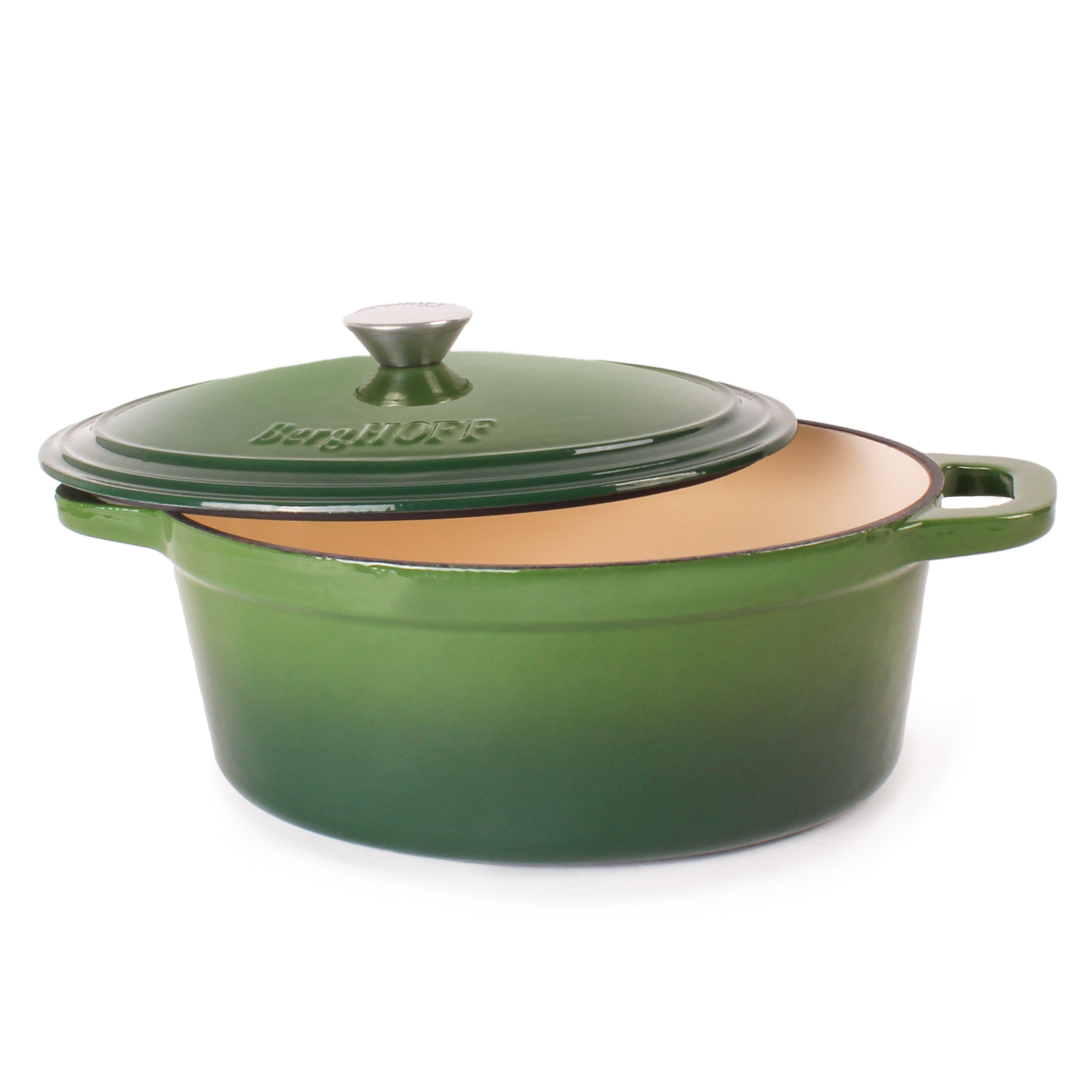 BergHOFF Neo 4-Piece Cast Iron Cookware Set - 5qt & 8qt Dutch Oven with Lid - Premium Green Enameled Cookware for Stovetop, Oven & Camping - Perfect for Braising, Stewing & Baking