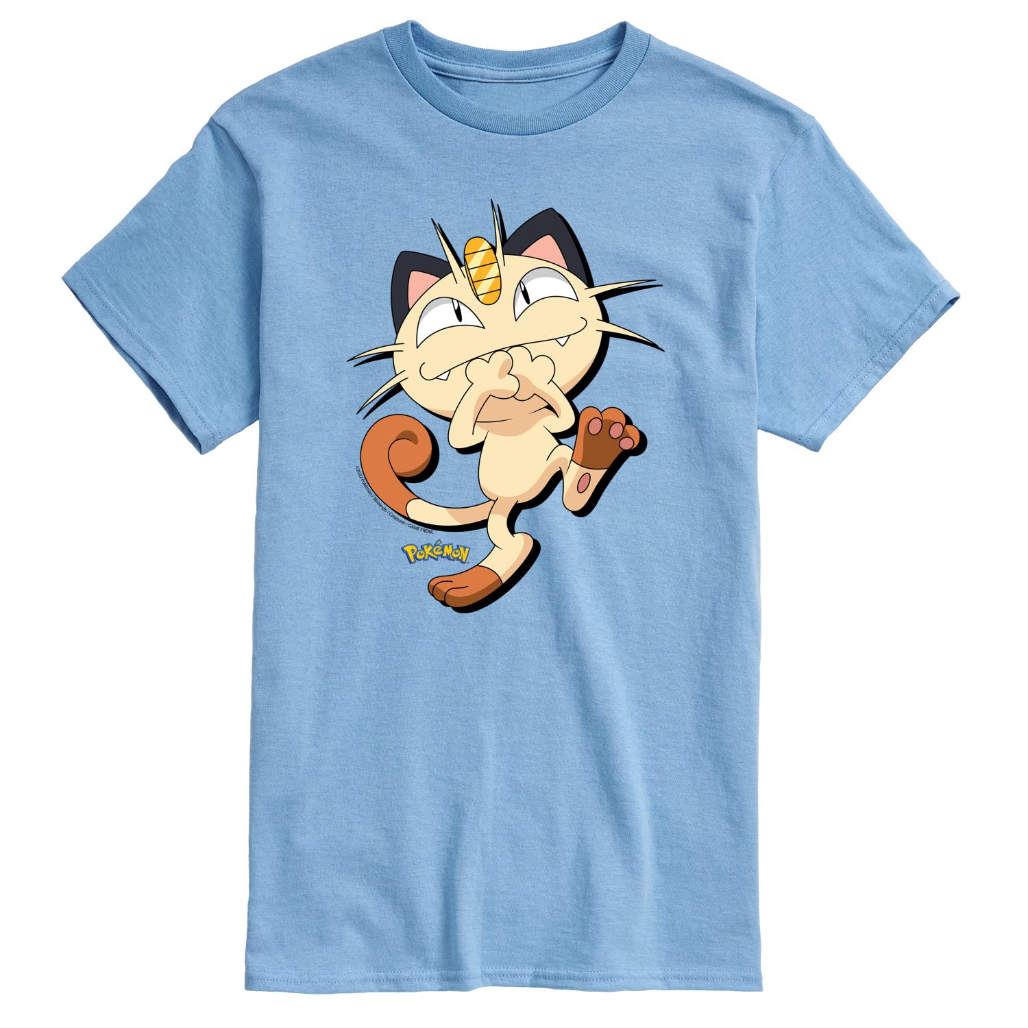Men's Pokémon Meowth Shadow Graphic T-Shirt - Short Sleeve Cotton Tee for Casual Wear & Gaming Fans - Perfect for Cosplay, Anime Conventions & Everyday Outfits