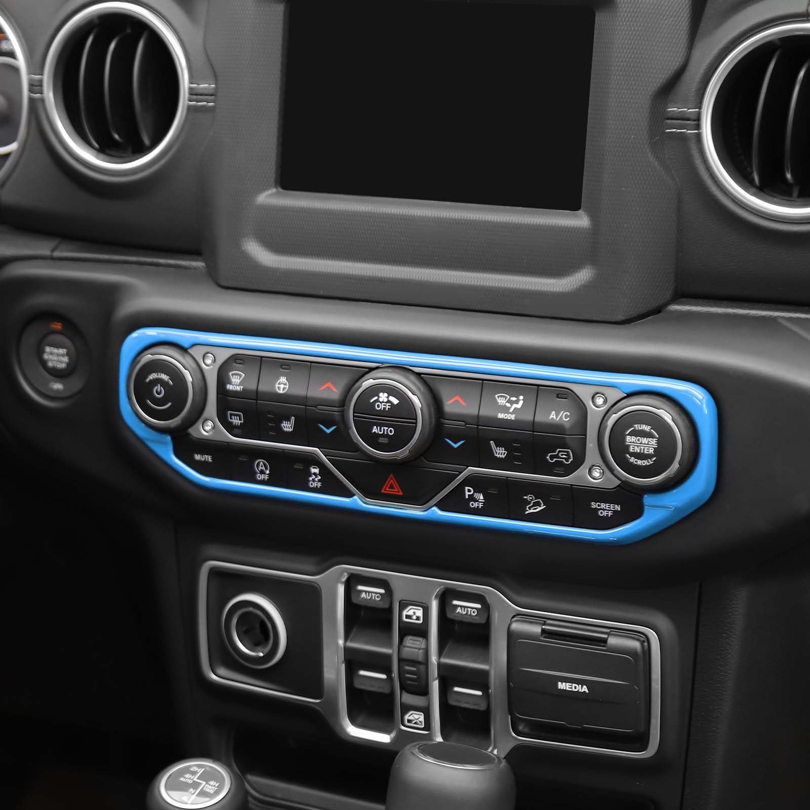 RT-TCZ Baby Blue AC Switch Cover Trim Frame for Jeep Wrangler JL/JLU/Gladiator JT (2018-2023) - Interior Dashboard Accessories | Perfect for Customizing & Protecting Your Jeep's Center Console