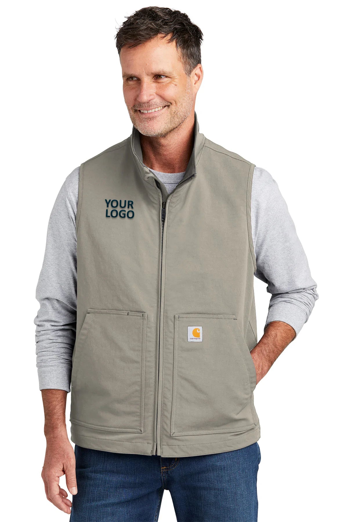 Carhartt Super Dux Soft Shell Customized Work Vest in Greige - Durable & Comfortable for Outdoor Jobs, Hunting & Construction Work