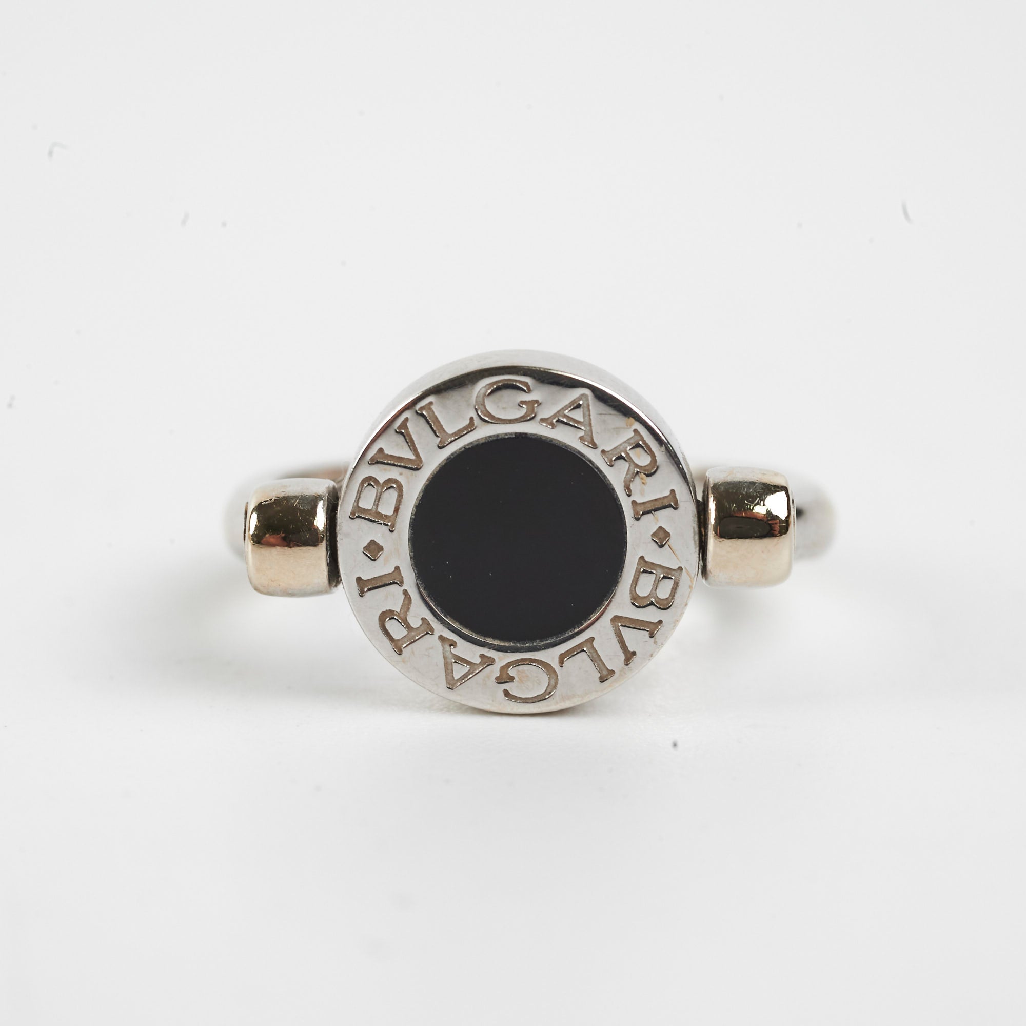 Bvlgari 18k White Gold Diamond & Onyx Ring - Size 50 (US 5) - Luxury Jewelry for Women, Perfect for Weddings, Anniversaries & Special Occasions