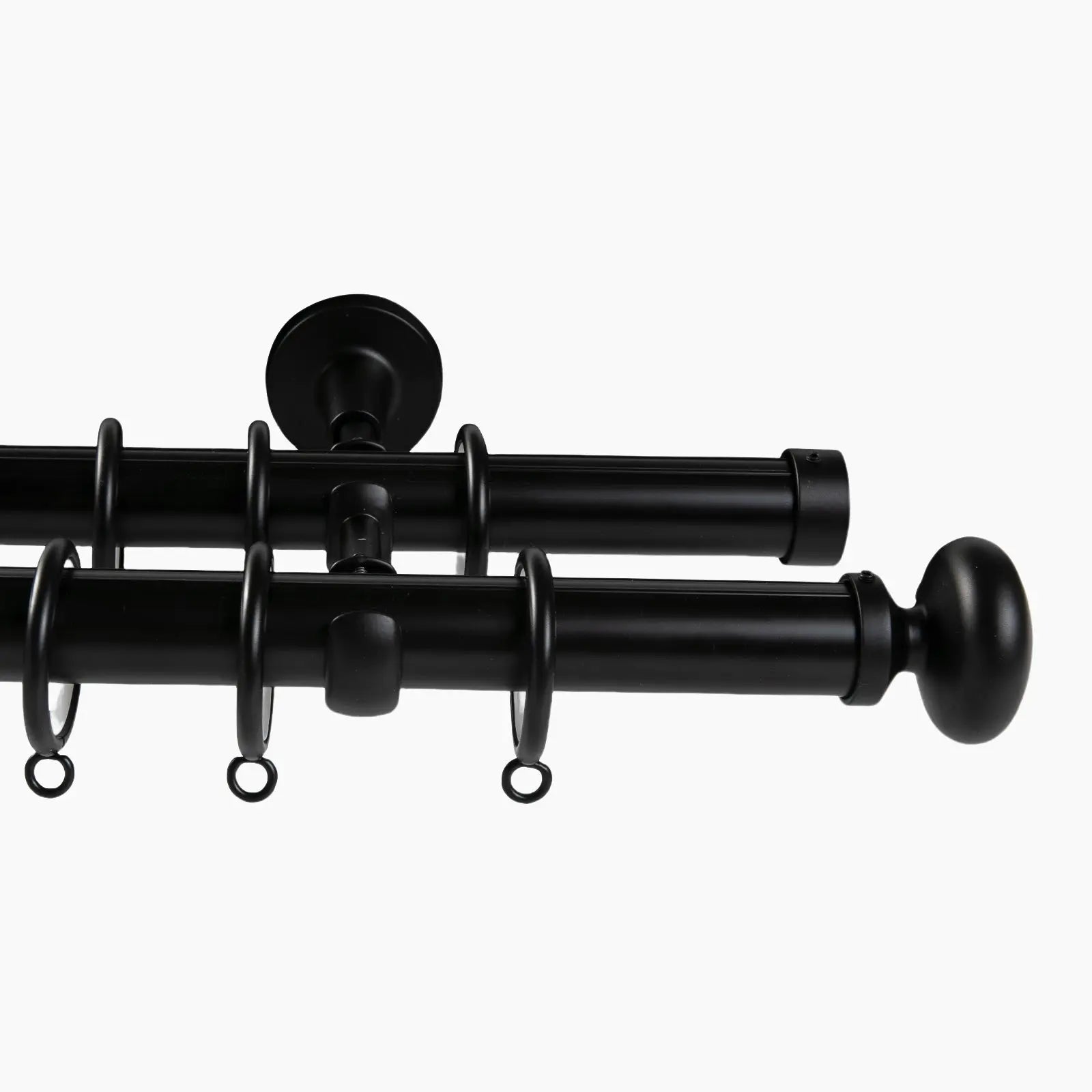 Kelvin Double Window Curtain Rod - Adjustable Tension Rod for Windows, Black Metal Curtain Rod for Home Decor - Perfect for Living Room, Bedroom & Kitchen Windows