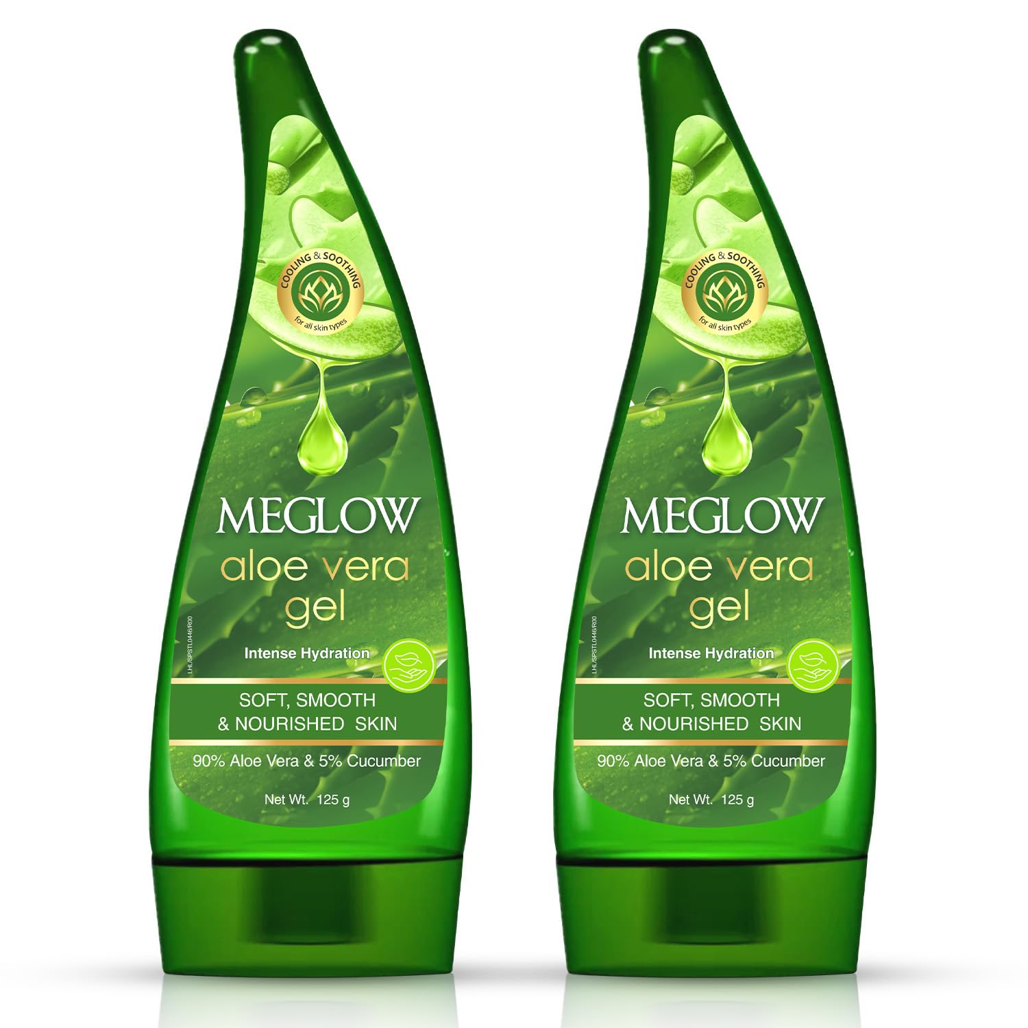 **Meglow Pure Aloe Vera Gel with Cucumber Extracts – Hydrating & Moisturizing Skin Care for Soft, Smooth & Nourished Face & Body – Pack of 2 (125g Each) – Perfect for Sunburn Relief, After-Sun Care & Daily Hydration**