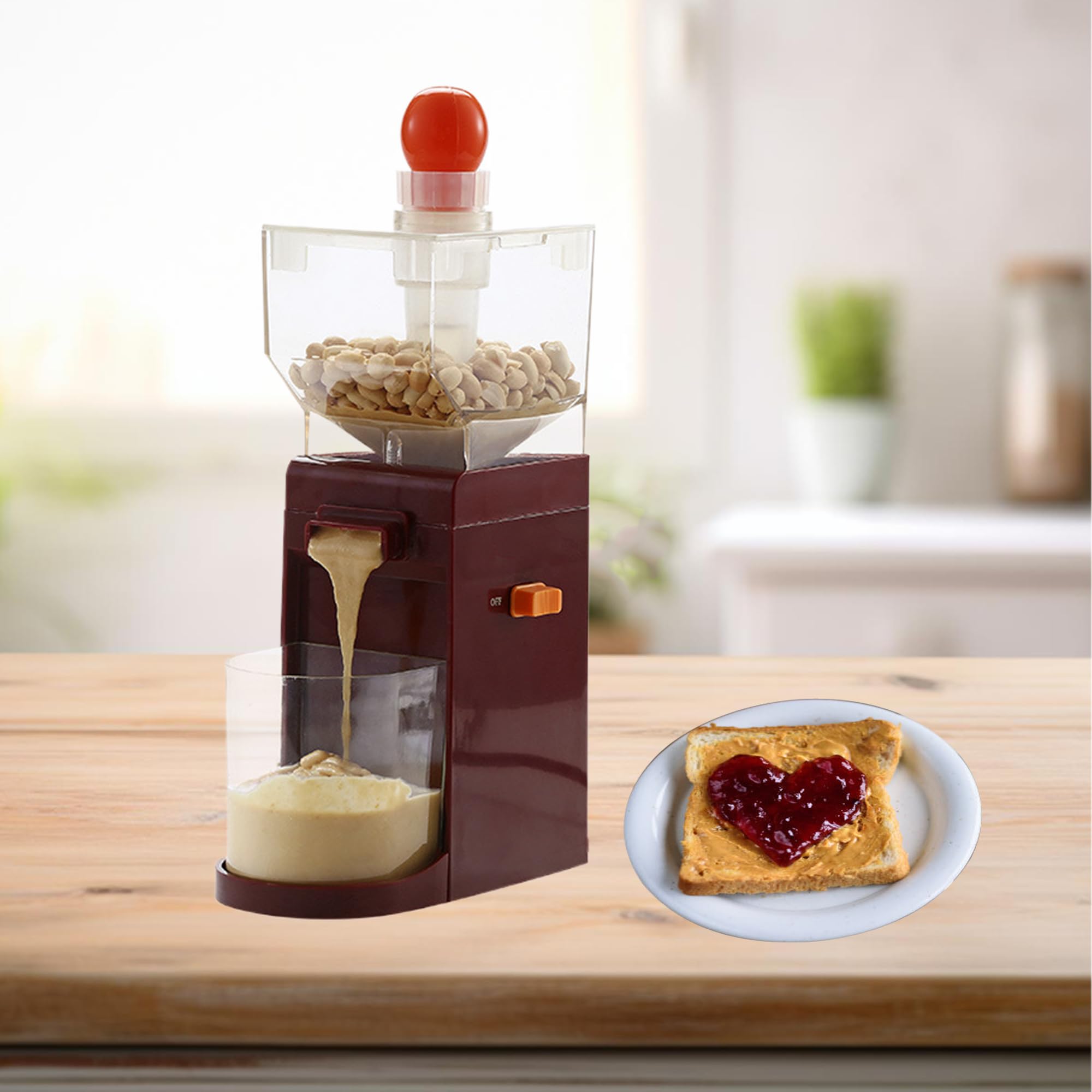 Electric Peanut Butter Maker 500ml - Portable Nut Grinder with Anti-Slip Base, 120W Powerful Motor for Almonds, Cashews, Hazelnuts & Coffee Beans - Perfect for Home Kitchens, Healthy Snacks & DIY Nut Butters