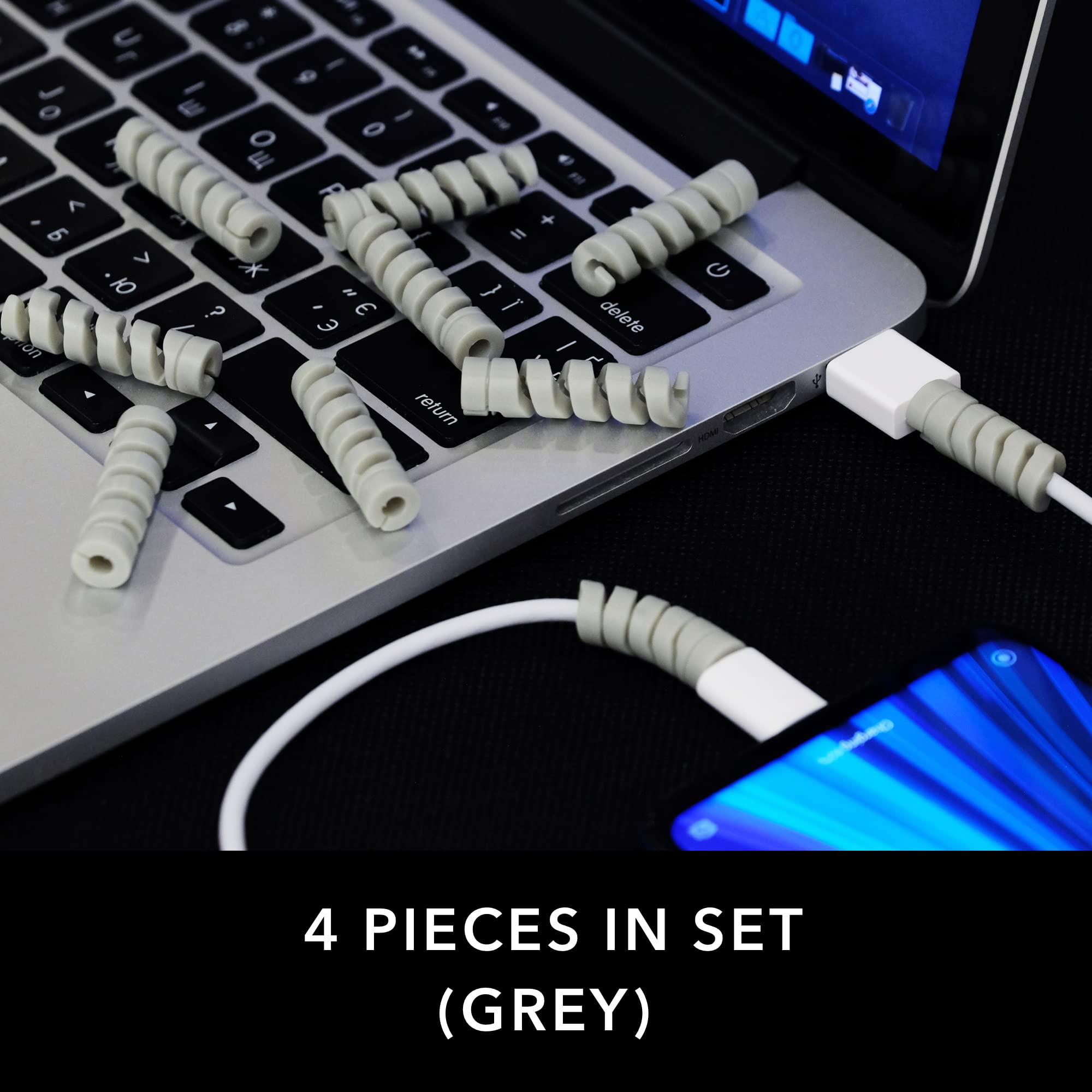 Artefact Cable Protector (4-Pack) - Durable Charger Cord Protector for iPhone, iPad, MacBook - Prevent Fraying & Extend Cable Life - Perfect for Home, Office & Travel Use