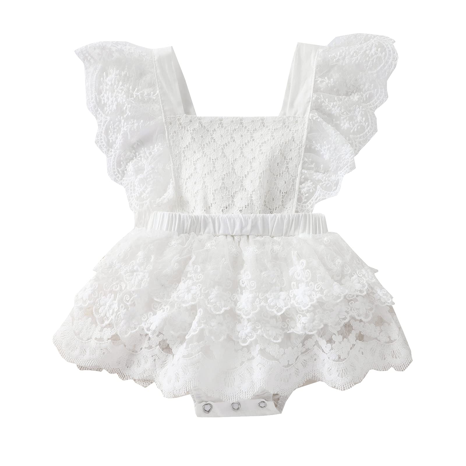 Newborn Baby Girl Romper - Lace Tutu Dress Bodysuit with Ruffle Sleeveless Jumpsuit & Headband | Summer Outfits for Photoshoot, Birthday Party & Special Occasions
