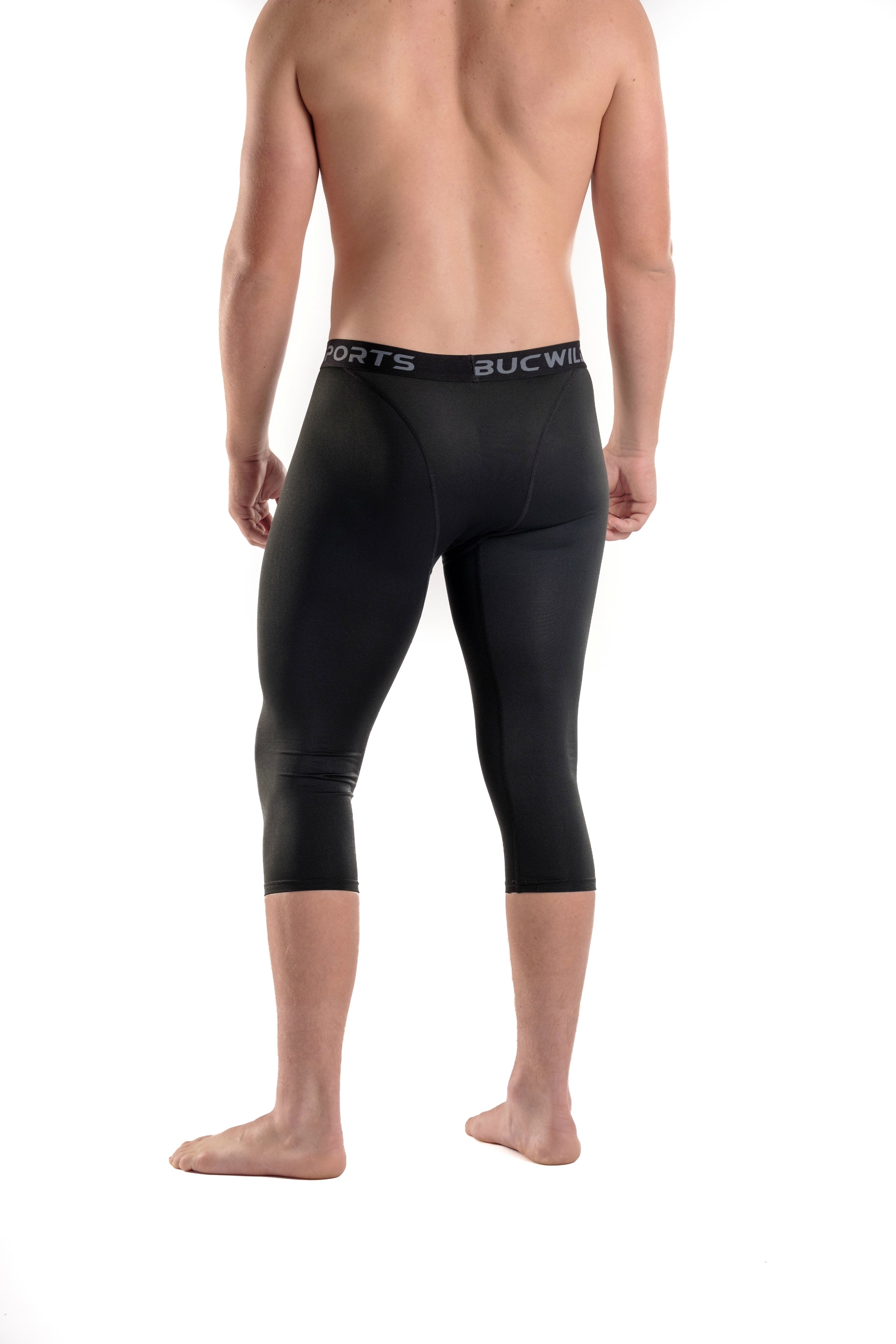 3/4 Compression Pants for Men & Women - Black Workout Leggings for Running, Yoga, Gym & Sports Performance