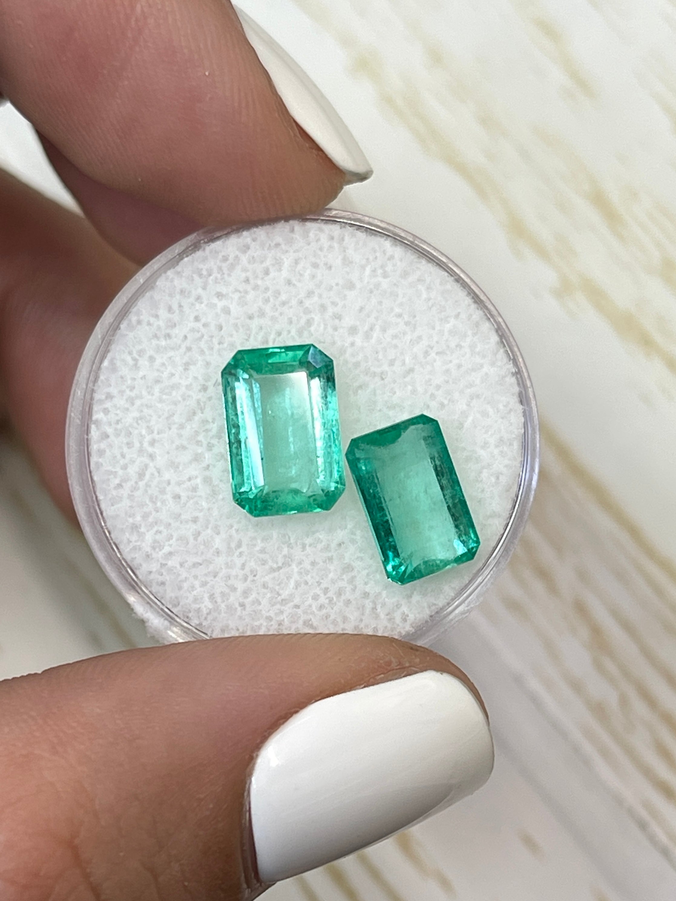 4.79tcw 10x7mm Matching Loose Colombian Emeralds - Emerald Cut Gemstones for Jewelry Making, Engagement Rings & Fine Collections | Natural Green Precious Stones
