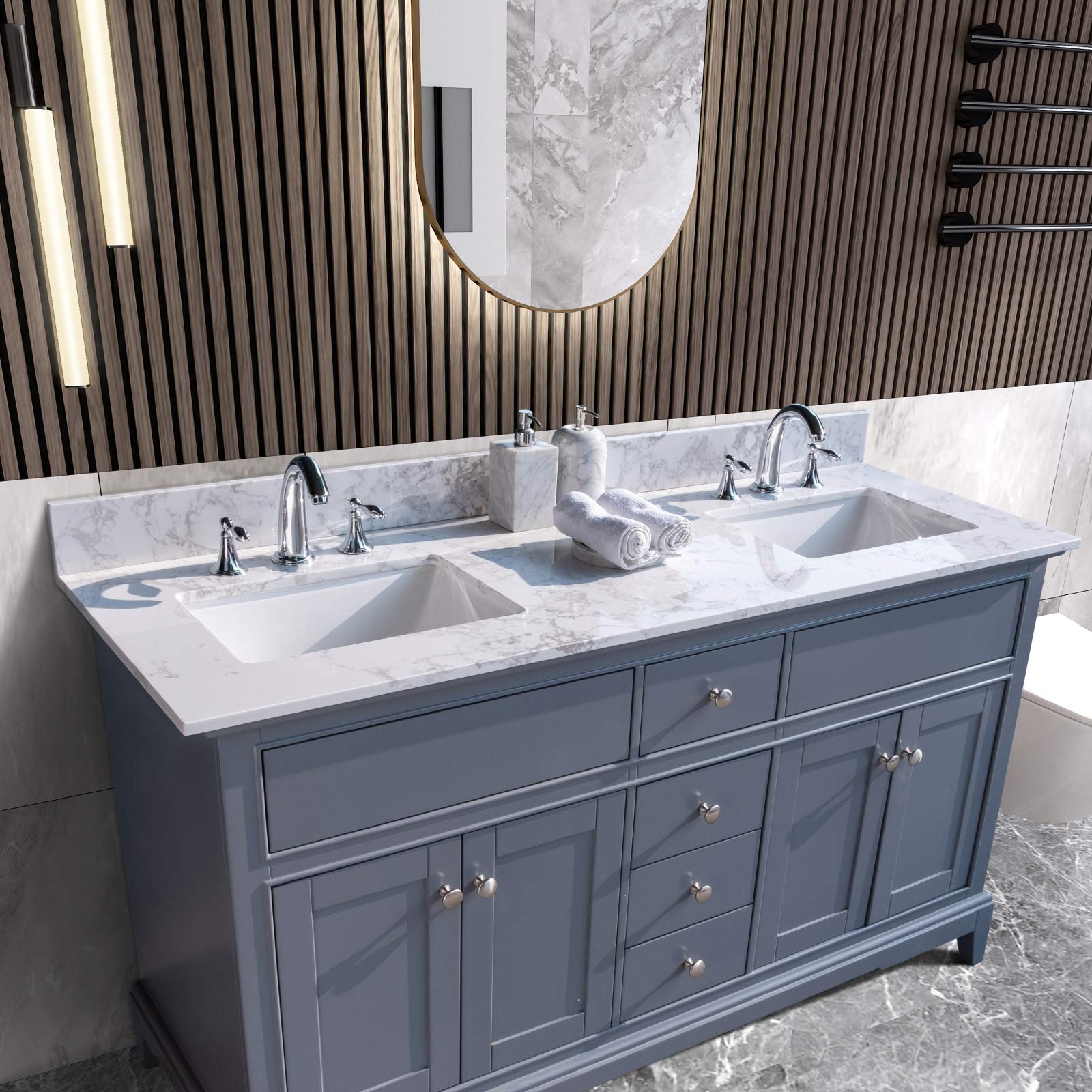 Carrara White Marble Vanity Top with Sink - Bathroom & Kitchen Use