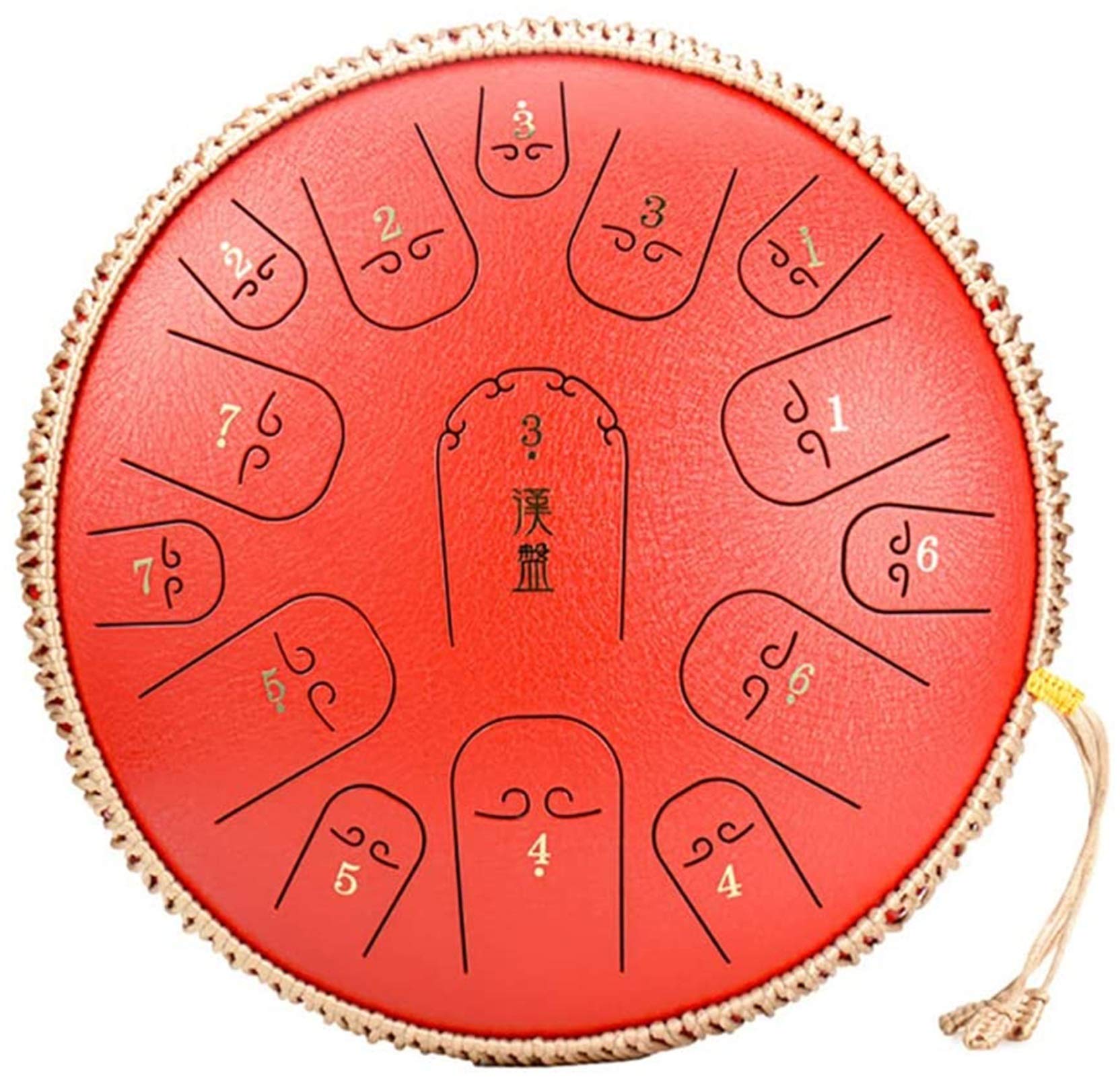 PIAOLIGN 14-inch C-Level Steel Tongue Drum - 15-Tone Handpan Percussion Instrument with Drumsticks & Carry Bag | Professional Sanskrit Drum for Meditation, Yoga & Music Therapy | Premium USA-Made Musical Gift (Hammered Red)