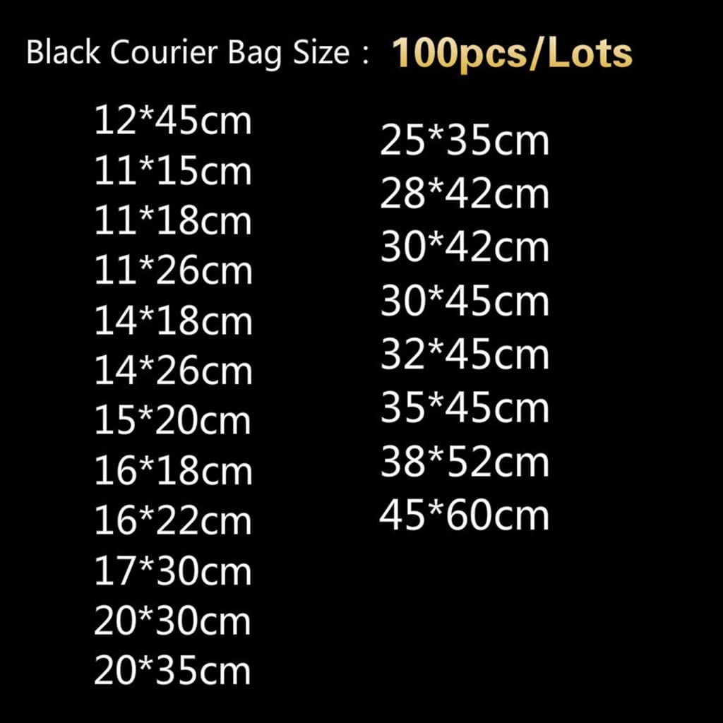 100 Pack Black PE Plastic Courier Bags - 45x60cm Self-Adhesive Mailing Envelopes for Shipping, Storage & Documents | Waterproof & Durable Poly Mailers for Ecommerce, Postal Packages & Office Use