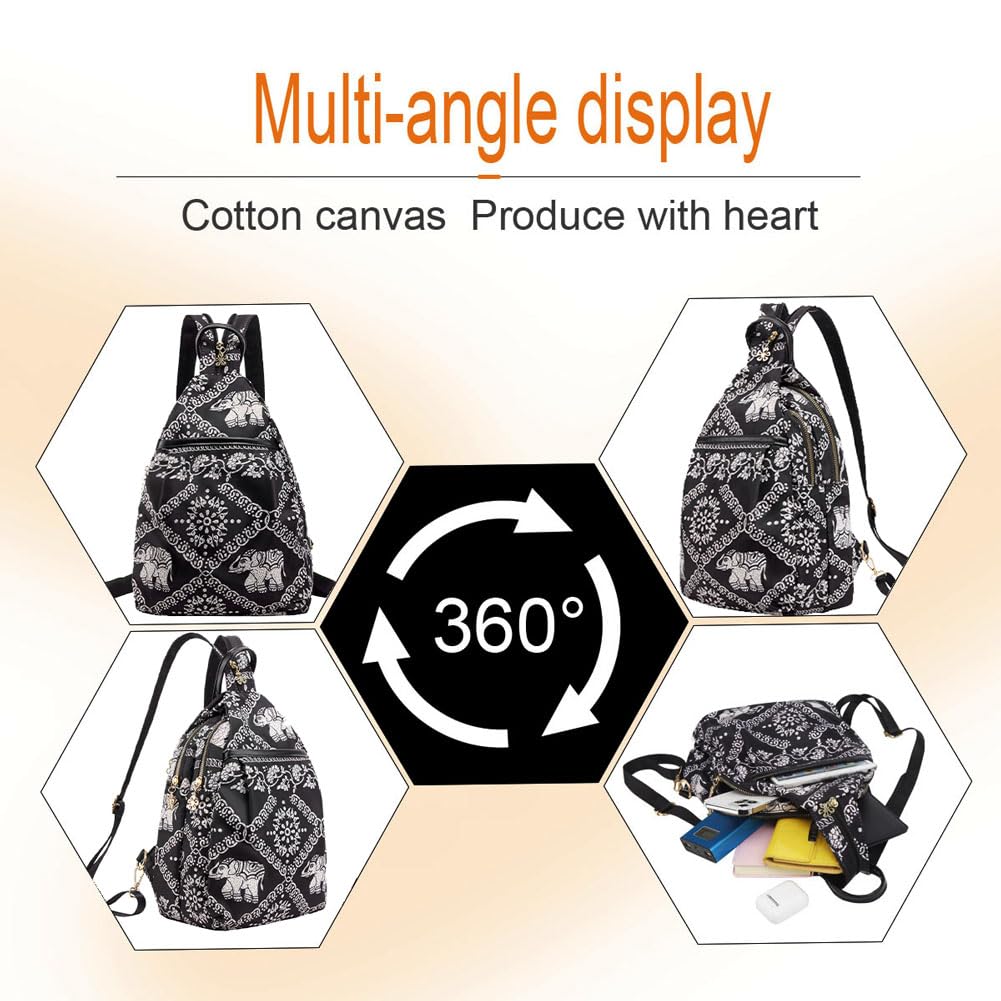 Eshow Women's Anti-Theft Nylon Backpack - Stylish Crossbody Shoulder Bag & Multifunctional Daypack for Travel, Work & School | Fashionable Chest Rucksack for Ladies & Girls