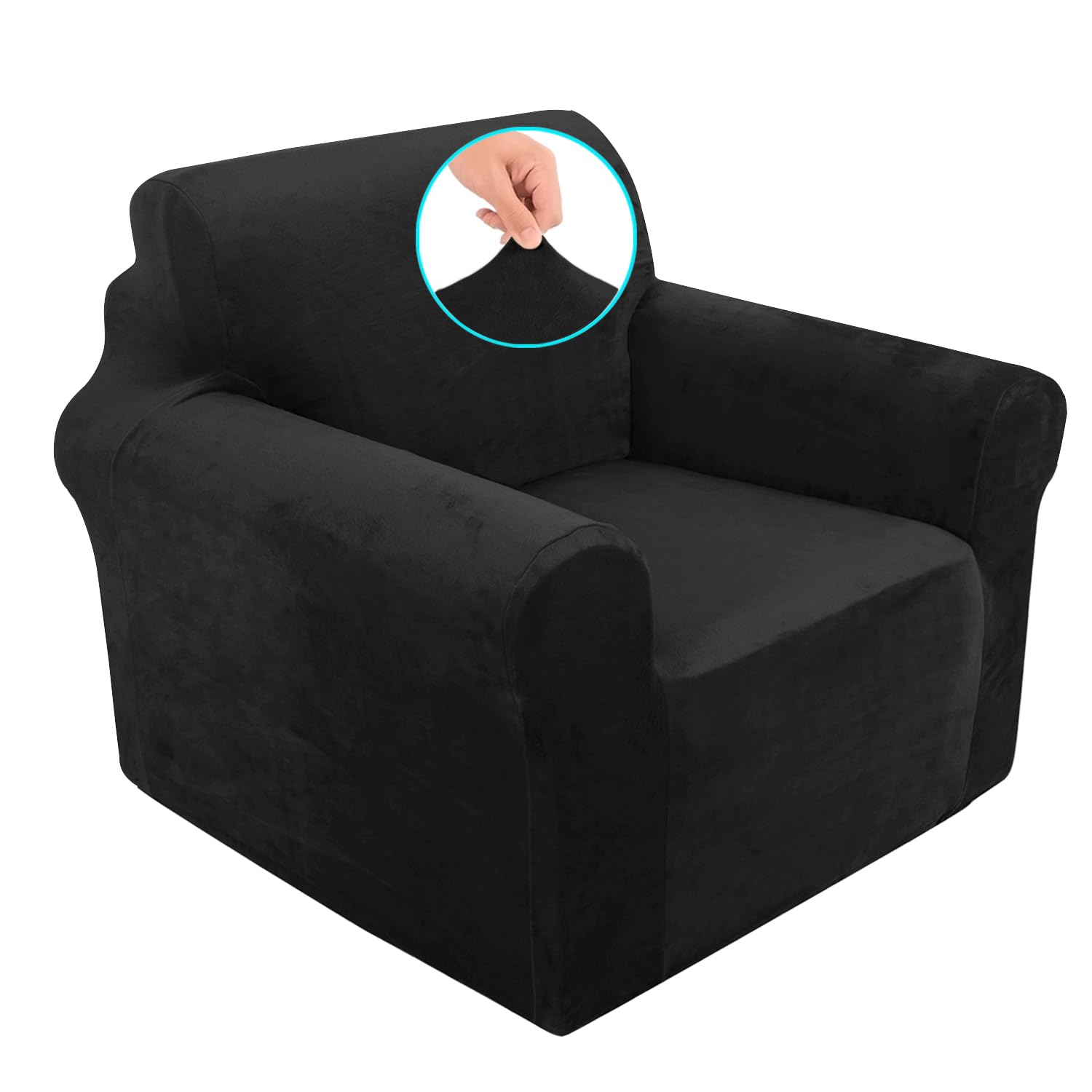 U-NICE HOME Stretch Velvet Chair & Sofa Covers - Furniture Protector Slipcover for Dogs & Pets (Black) - Perfect for Living Room, Bedroom & Pet-Friendly Homes