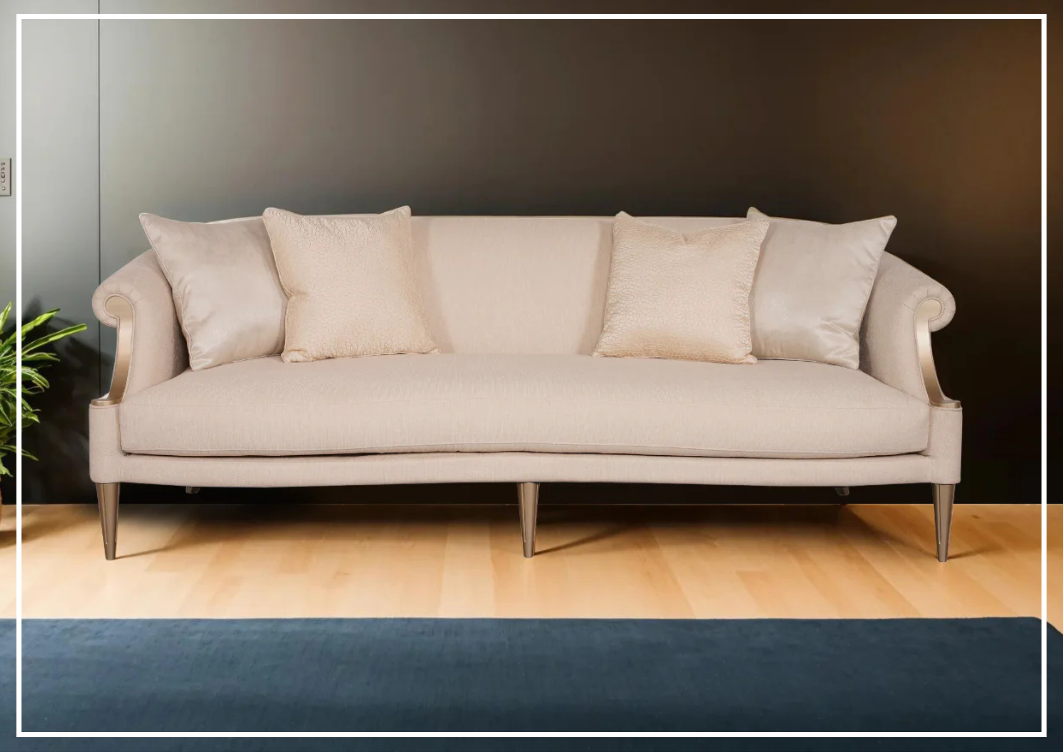 Klaussner Clarkson 3-Seater Beige Fabric Sofa with Rolled Arms - Comfortable Living Room Couch for Small Spaces, Apartments & Cozy Home Decor