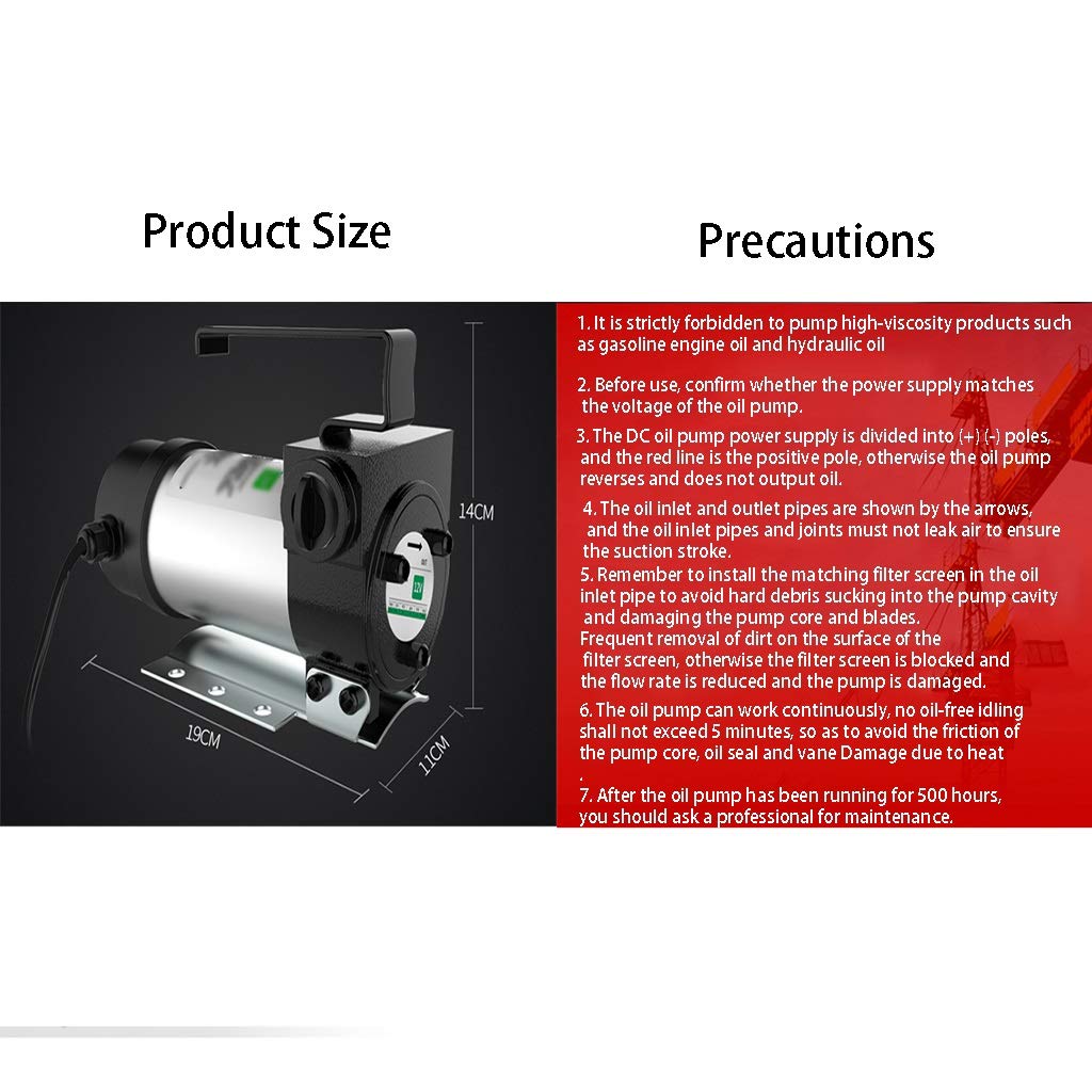 12V Portable Diesel Fuel Transfer Pump - Self Priming Oil Extractor for Diesel, Kerosene & Oil - Ideal for Refueling Excavators, Cars, Boats & Heavy Equipment (Silver, 12V) - Perfect for Construction Sites, Farms & Marine Applications