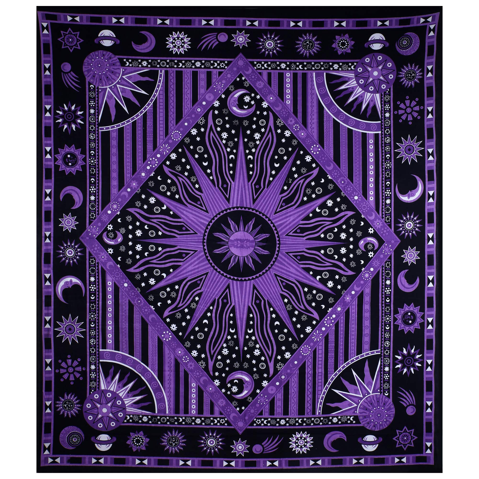 Celestial Tie Dye Tapestry - Moon Star Boho Wall Hanging for Bedroom & Dorm Decor