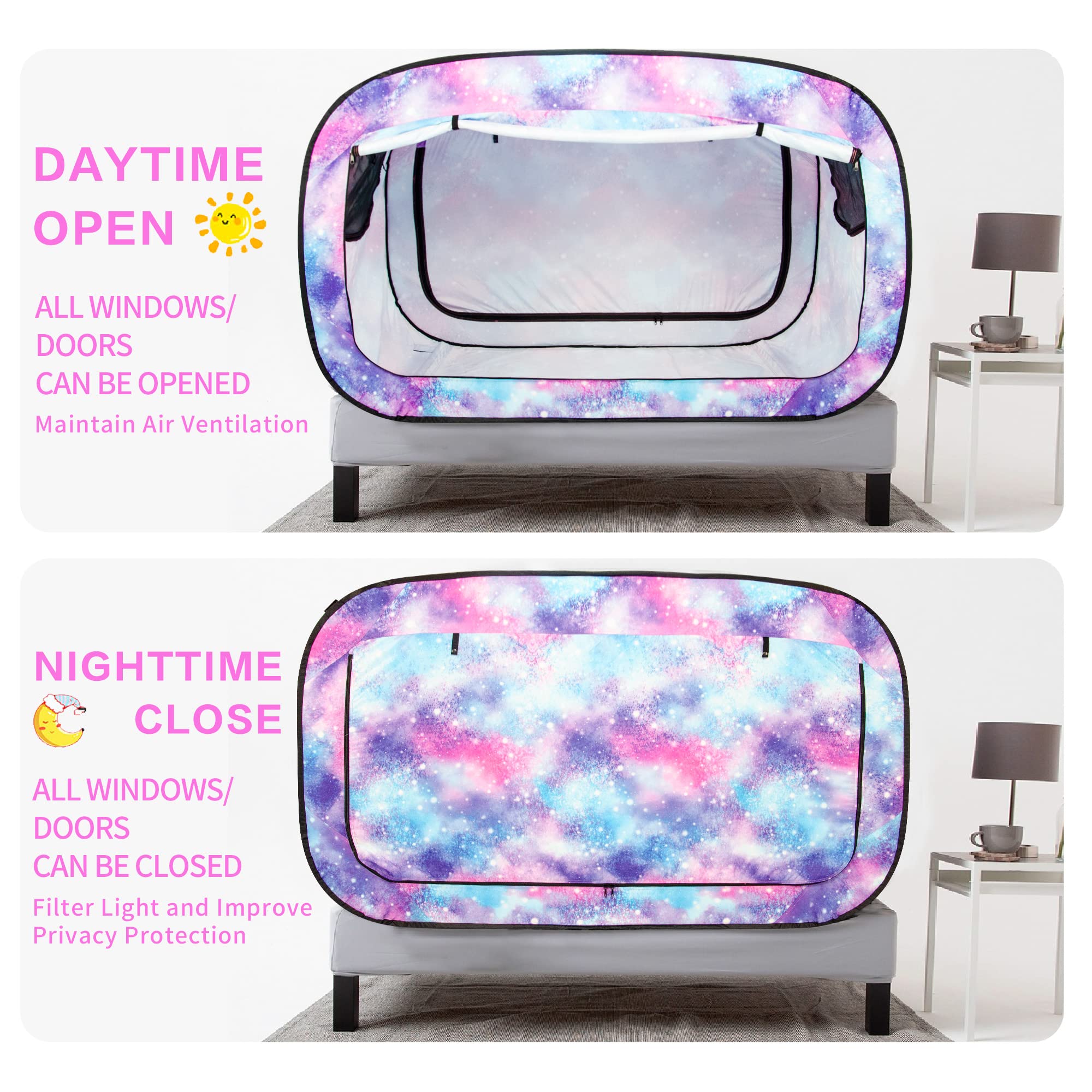 Portable Bed Tent Canopy for Kids & Adults - Breathable Indoor Sleeping Tent with 2 Doors, Private Space for Camping, Reading & Relaxation