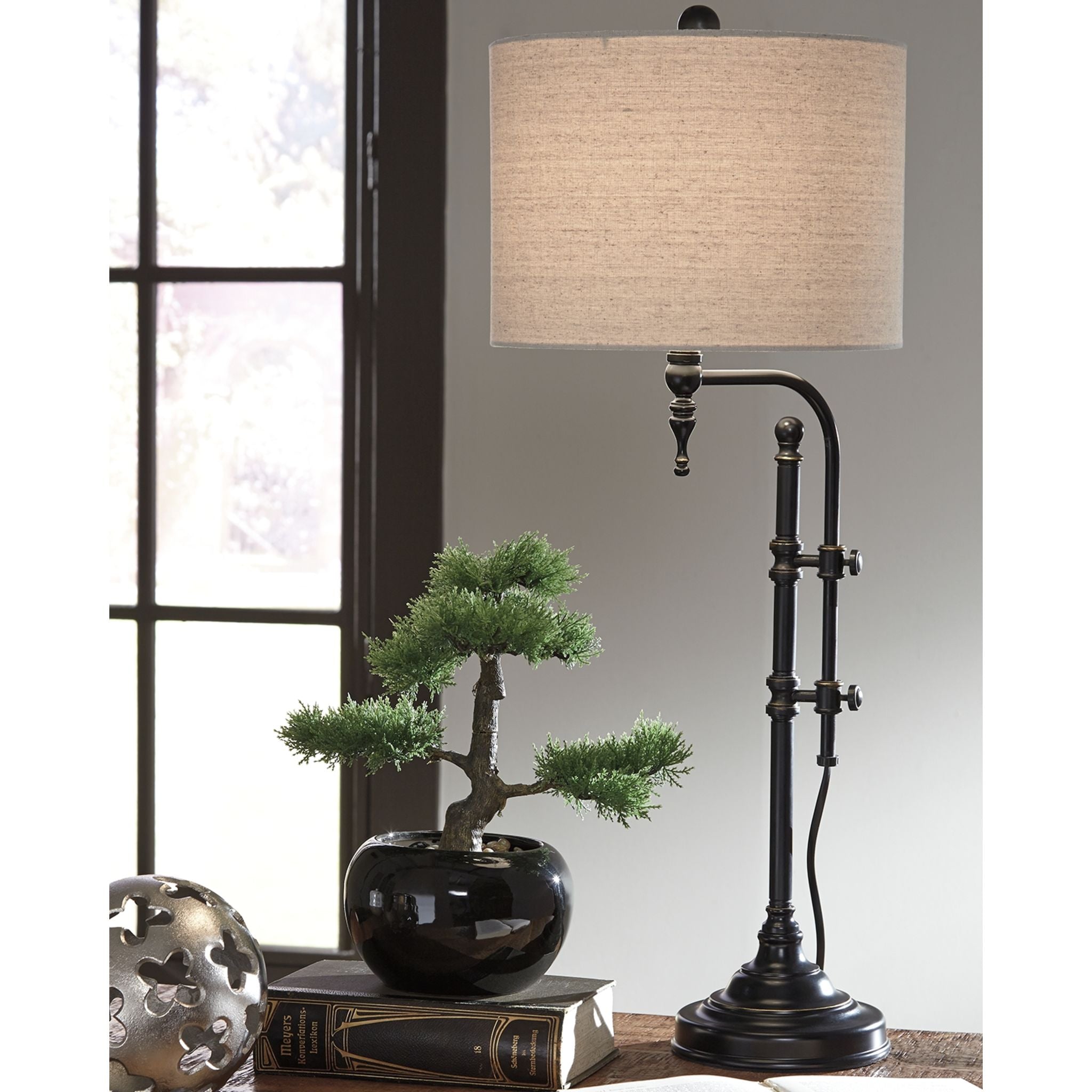 Anemoon Table Lamp - Modern Black Desk Light with Adjustable Brightness for Bedroom, Living Room, and Office Decor