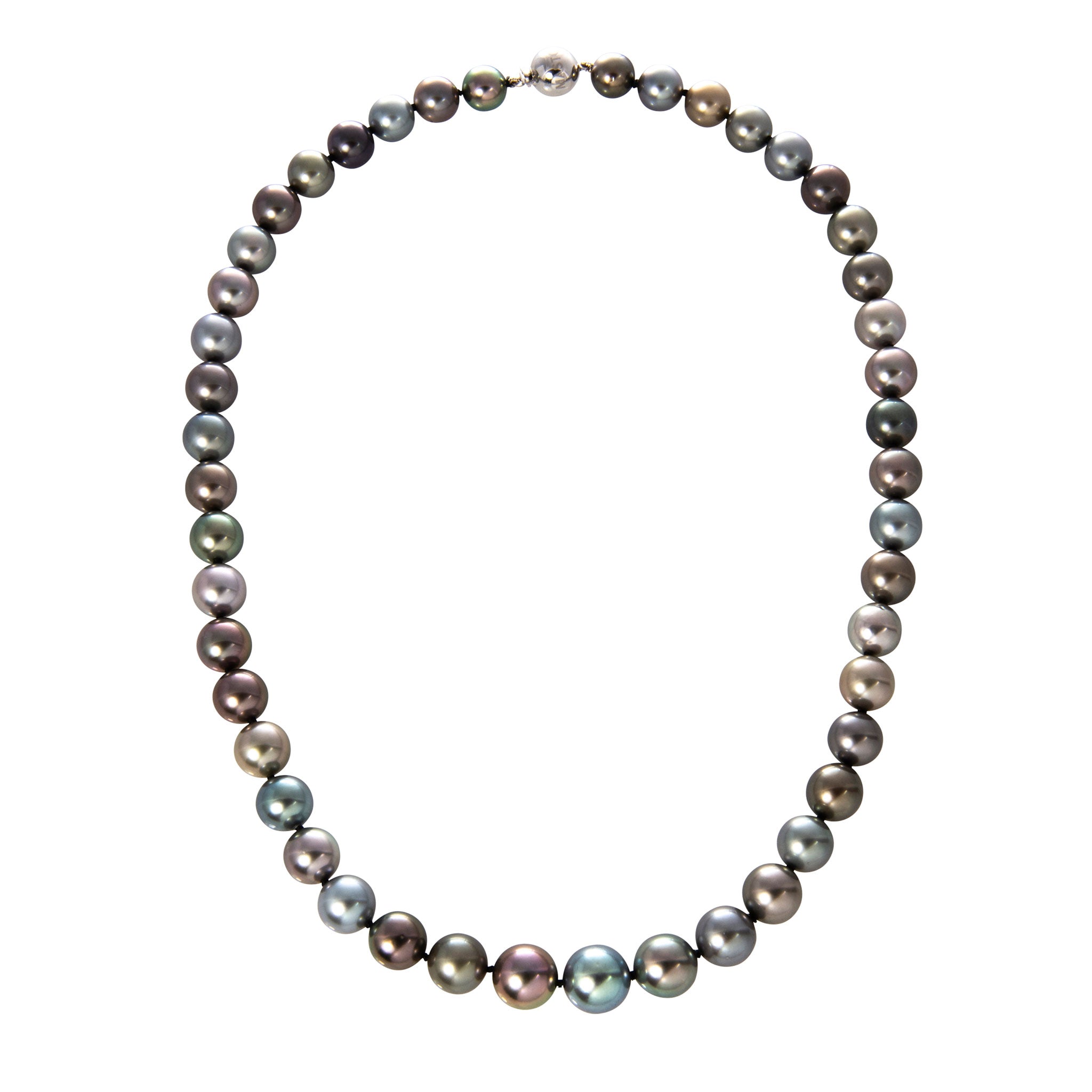 Exquisite Multicolor Tahitian Pearl Necklace with 18K White Gold Ball Clasp - Perfect for Weddings, Anniversaries & Special Occasions