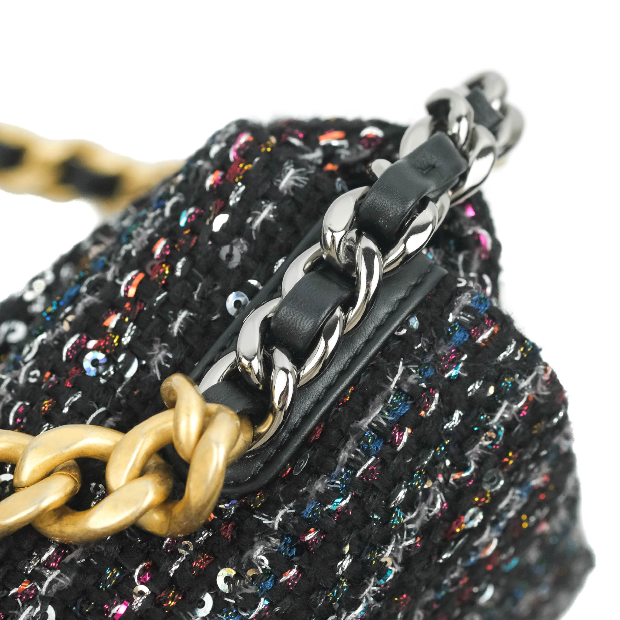 Chanel 19 Tweed Sequin Quilted Flap Bag Black Multicolor - Luxury Designer Handbag for Women, Perfect for Evening Parties & Special Occasions
