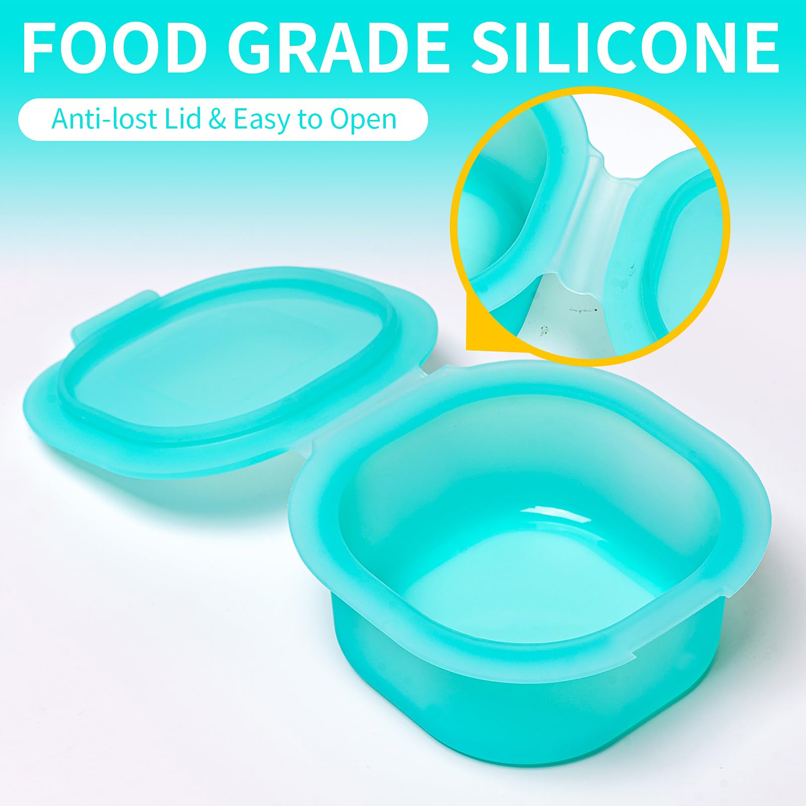 3-Pack Nonstick Silicone Square Egg Pan with Lid for Air Fryer - Perfect for Square Breakfast Eggs, Meal Prep & Healthy Cooking | BPA-Free, 3-Inch Green Containers
