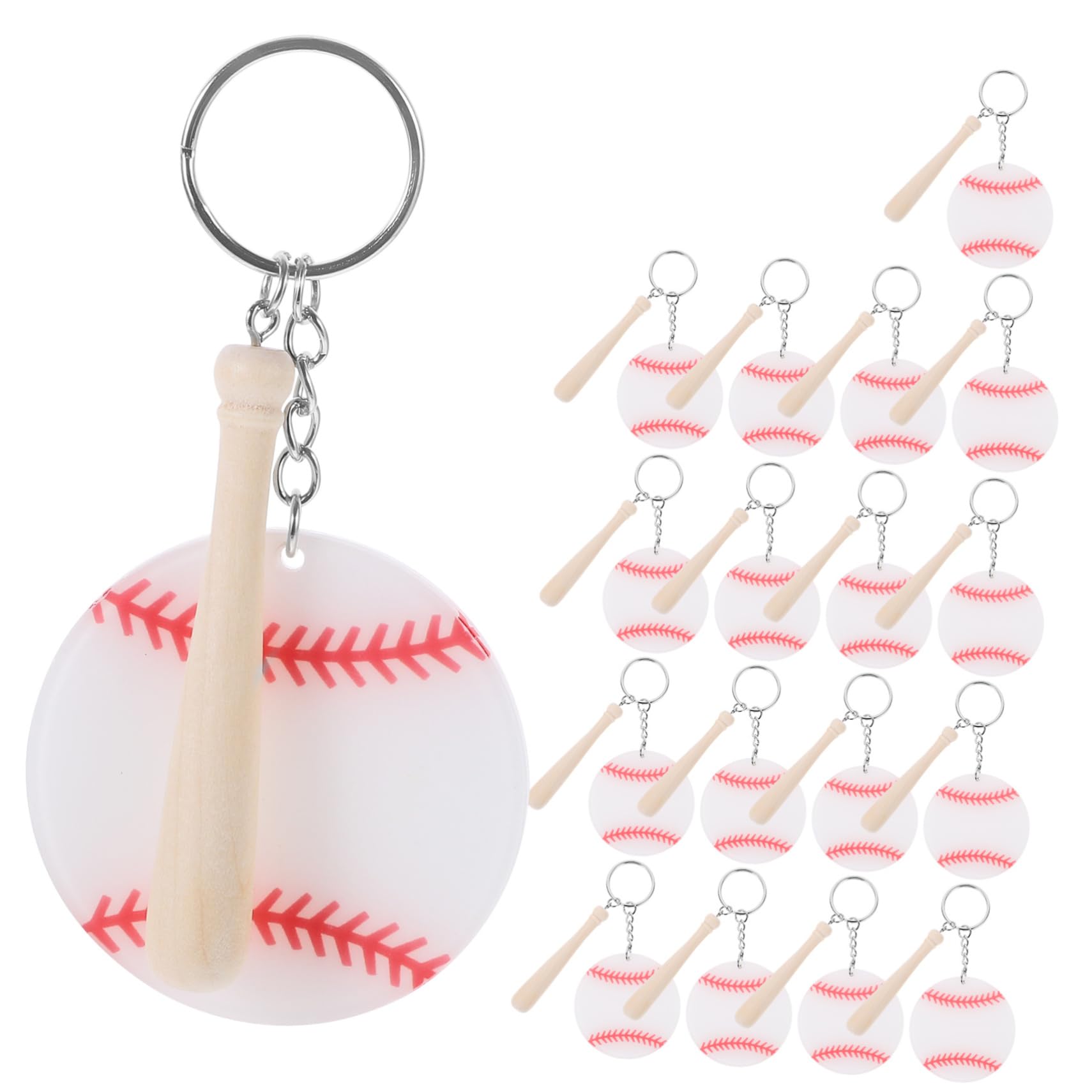 Outanaya 18pcs Decorative Baseball Keychains - Sports Team Keychains for Backpacks, Gifts, and Fan Accessories