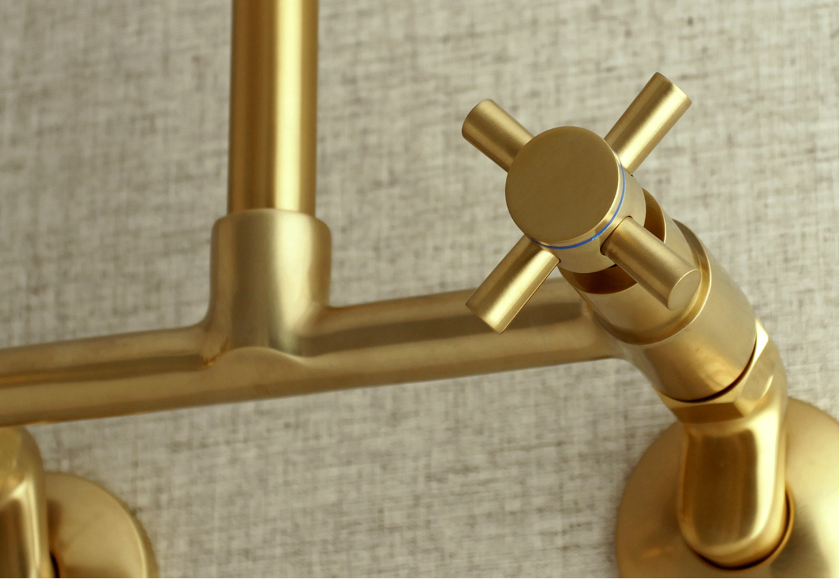 Concord Two Handle Wall Mount Bathroom Faucet - 2 Hole Deck Mount Sink Faucet for Bathroom Vanity, Powder Room & Utility Sink (Brushed Nickel Finish)