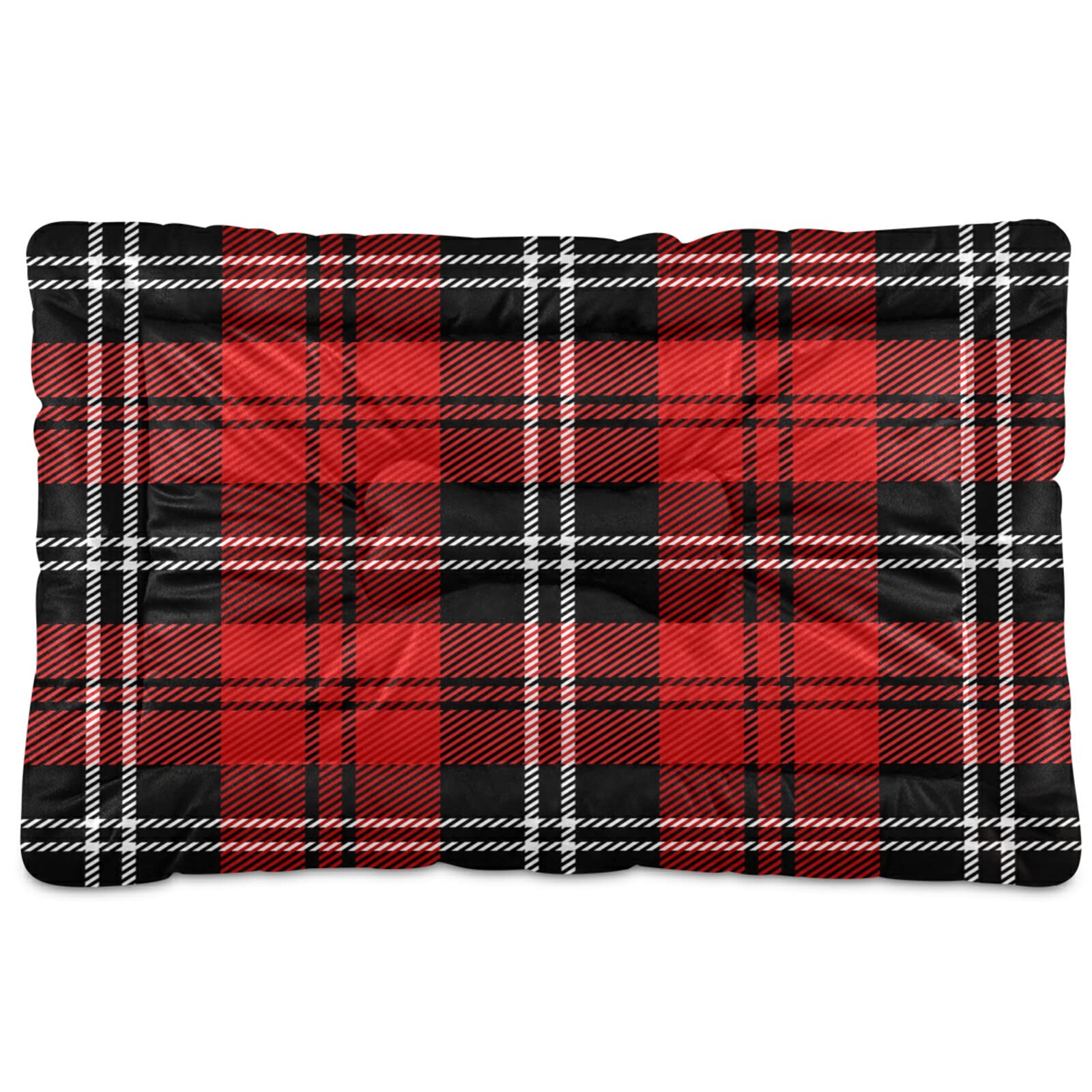 KEEPREAL Christmas Plaid Dog Bed & Cat Bed - Ultra Soft Rectangle Pet Bed for Small & Medium Dogs (24x18in) | Calming Comfort for Puppies & Kittens | Perfect for Holiday Decor & Cozy Pet Napping