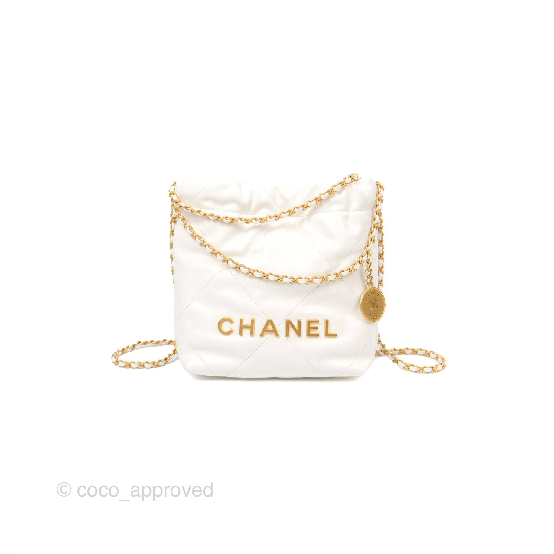 Chanel 22 Mini Bag in White Crumpled Calfskin Leather - Luxury Crossbody Purse for Women, Perfect for Date Night & Evening Events