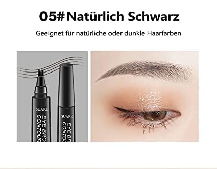YEKDA Waterproof Eyebrow Tattoo Pen - 4 Point Microblade Brow Pencil with Long Lasting Formula (Black) | Natural Looking Eyebrows for Daily Makeup & Special Occasions