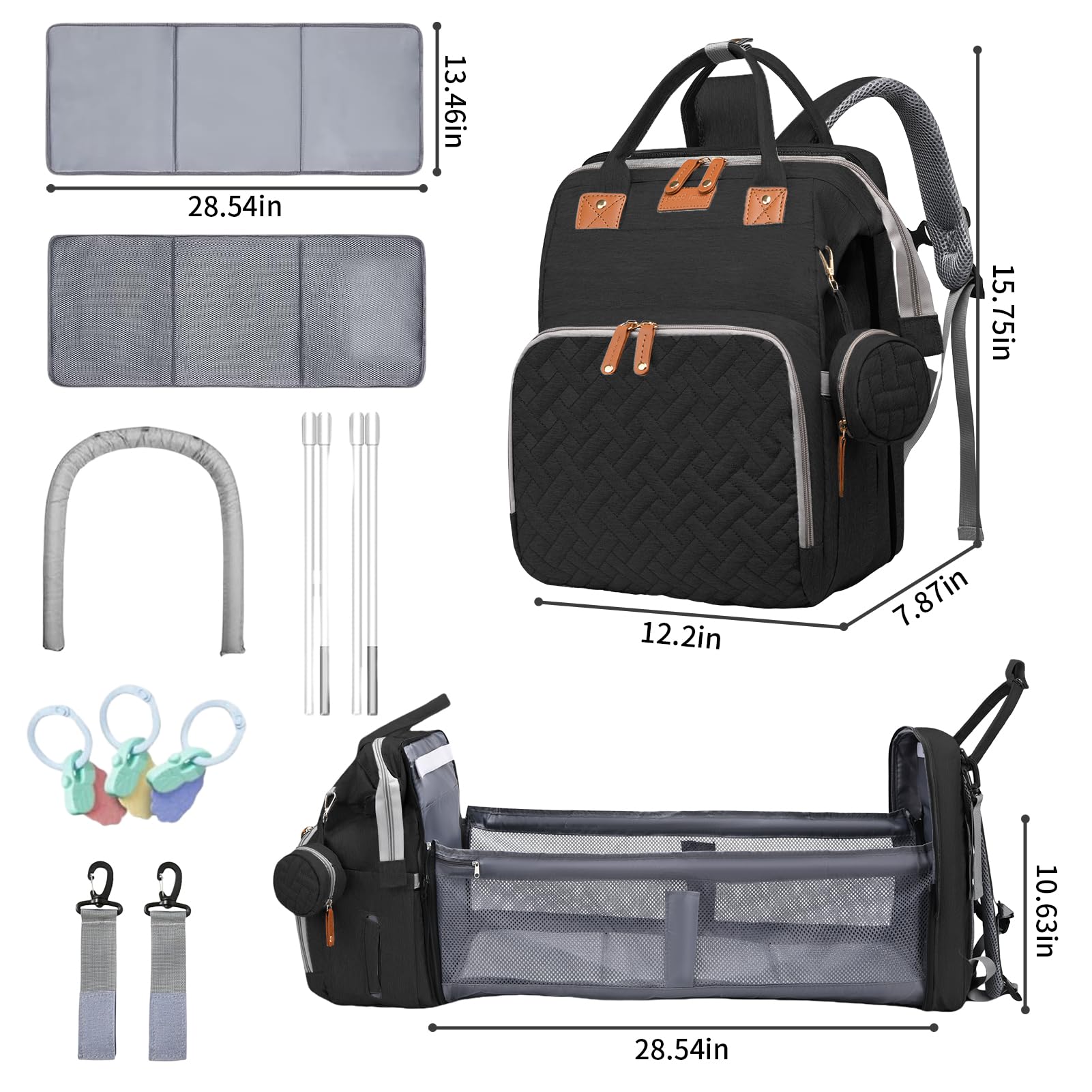**Premium Baby Diaper Backpack with Changing Station – Multifunctional Travel Diaper Bag for Moms & Dads, USB Charging Port, Waterproof Design – Ideal Baby Shower Gift for Boys & Girls (Black) – Perfect for Travel, Outings & Daily Parenting**