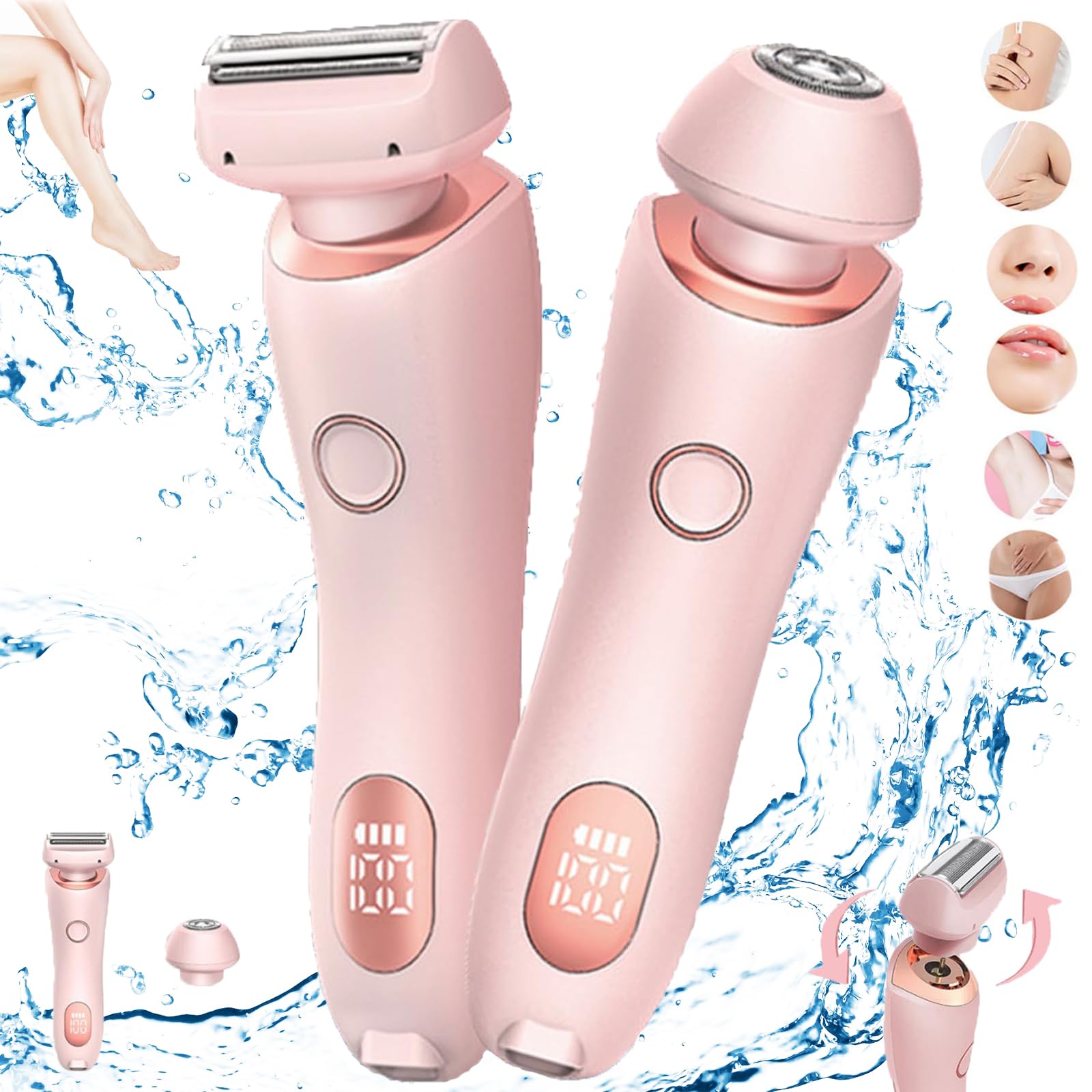 BlissGlide Pro 2-in-1 Electric Shaver & Bikini Trimmer for Women - Wet/Dry Painless Hair Removal, Rechargeable Razor with SilkGlide Technology - Perfect for Smooth Legs, Underarms & Bikini Line at Home (Pink)