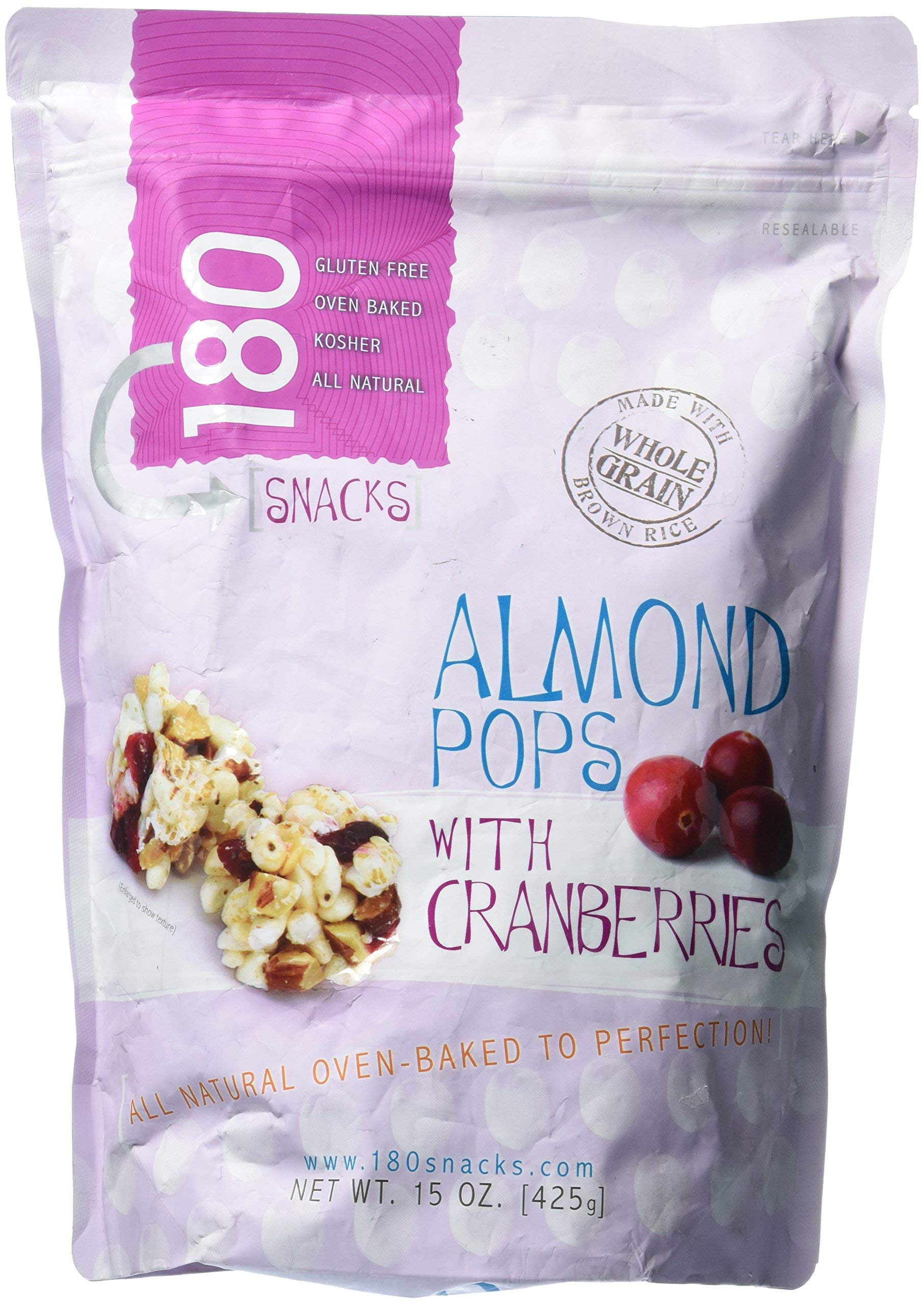 180 Snacks Almond Pops with Cranberries 15 oz (2 Pack) - Healthy Gluten-Free Trail Mix for Hiking, Office Snacking & On-the-Go Nutrition