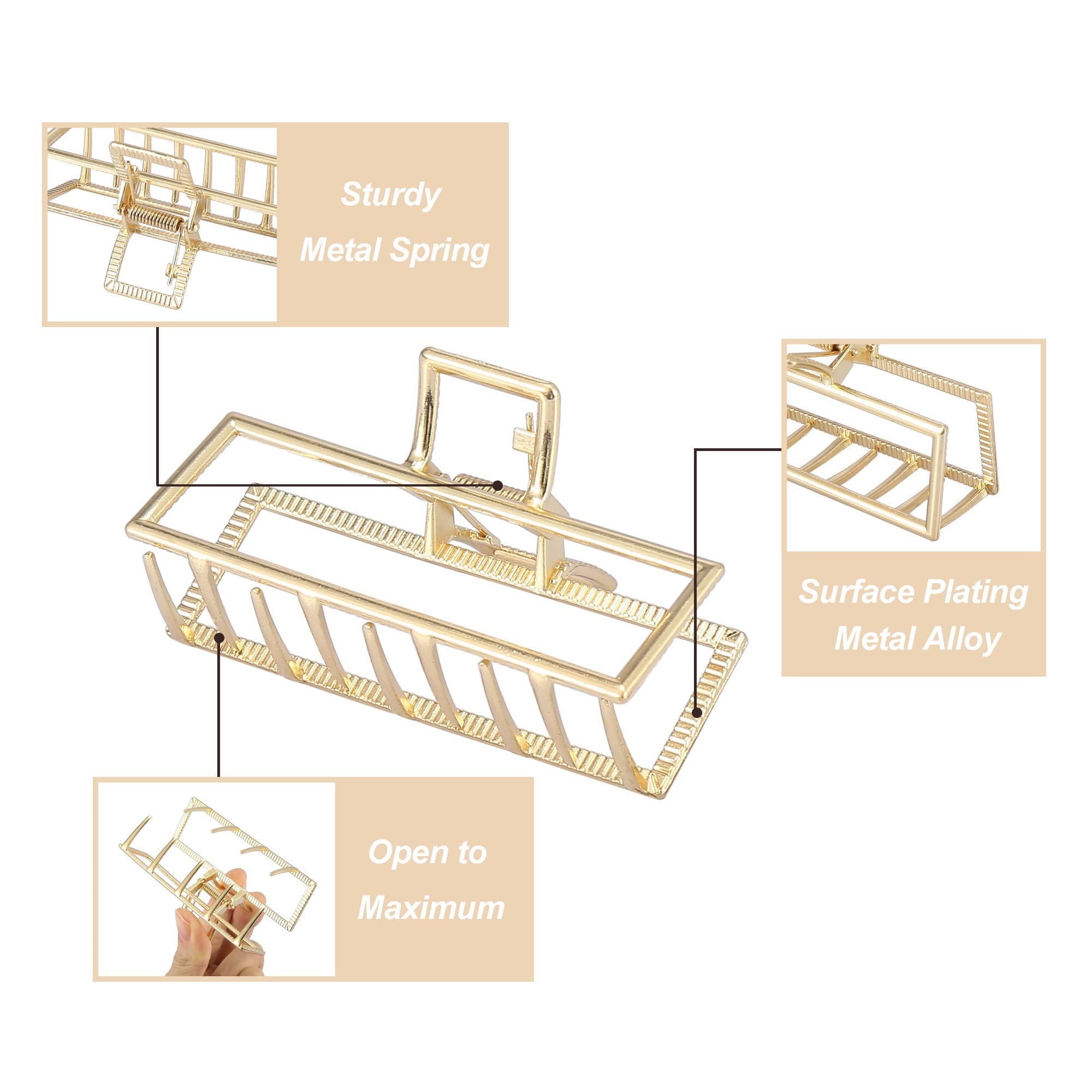 Golden Metal Hair Claw Clips for Women - Large Gold Hair Clips for Thick & Thin Hair - Hair Styling Accessories (1 Pack) - Perfect for Updos, Ponytails & Everyday Hairstyles