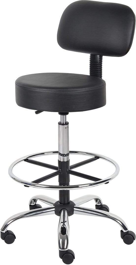 Ergonomic Boss Caressoft Medical Drafting Stool with Adjustable Height & Lumbar Support Back Cushion [B16245 BG] - Perfect for Doctors, Dentists, Tattoo Artists & Home Office Workspaces