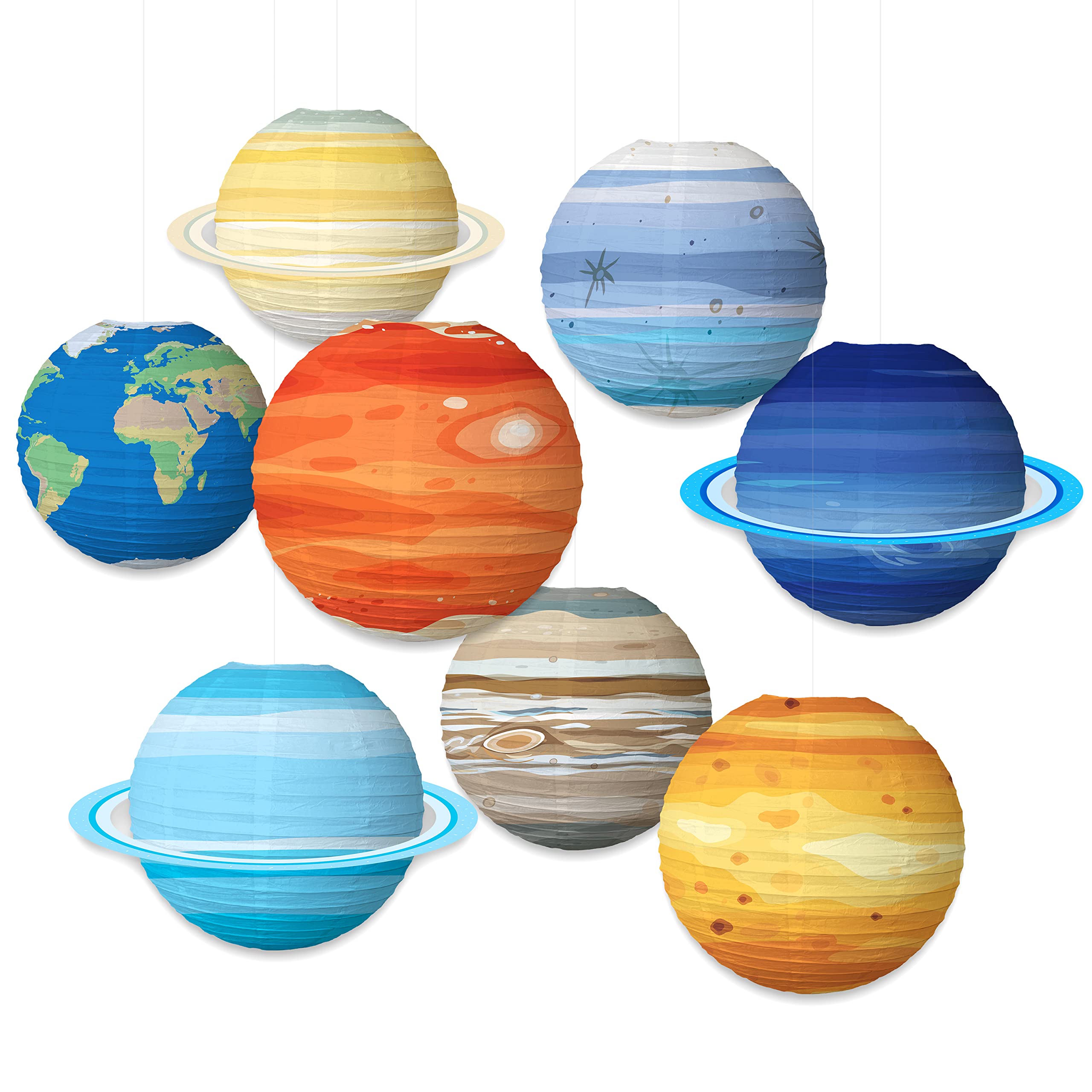 Solar System Lanterns - 8PCS Galaxy Planet Earth Paper Lanterns for Kids Classroom Decor, Science Birthday Party & Outer Space Theme Decorations | Perfect for Bedroom, Nursery, Classroom & Space-Themed Events