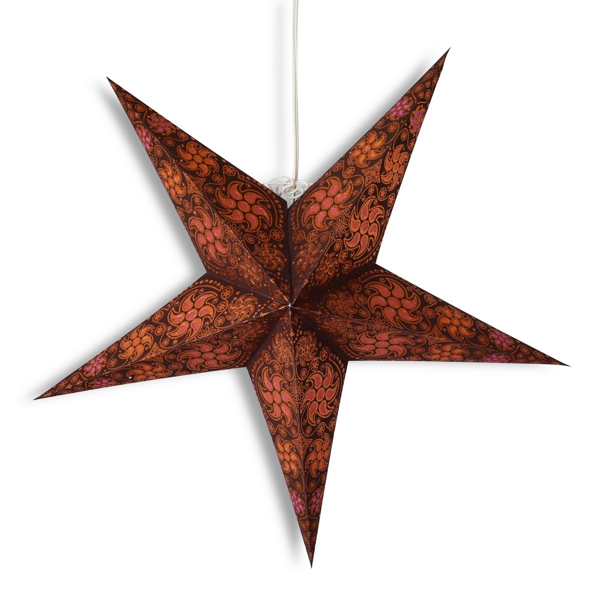 24 Pack Brown Glitter Paper Star Lanterns - Hanging Wedding Party Decorations for Indoor/Outdoor Events, Birthday Celebrations & Home Decor